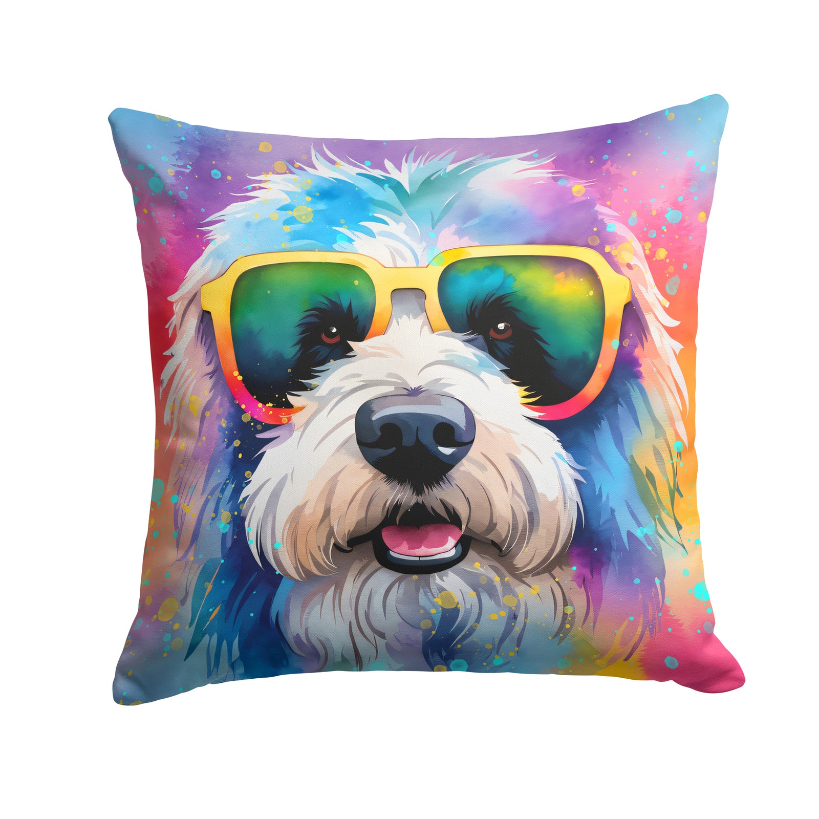 Buy this Old English Sheepdog Hippie Dawg Fabric Decorative Pillow