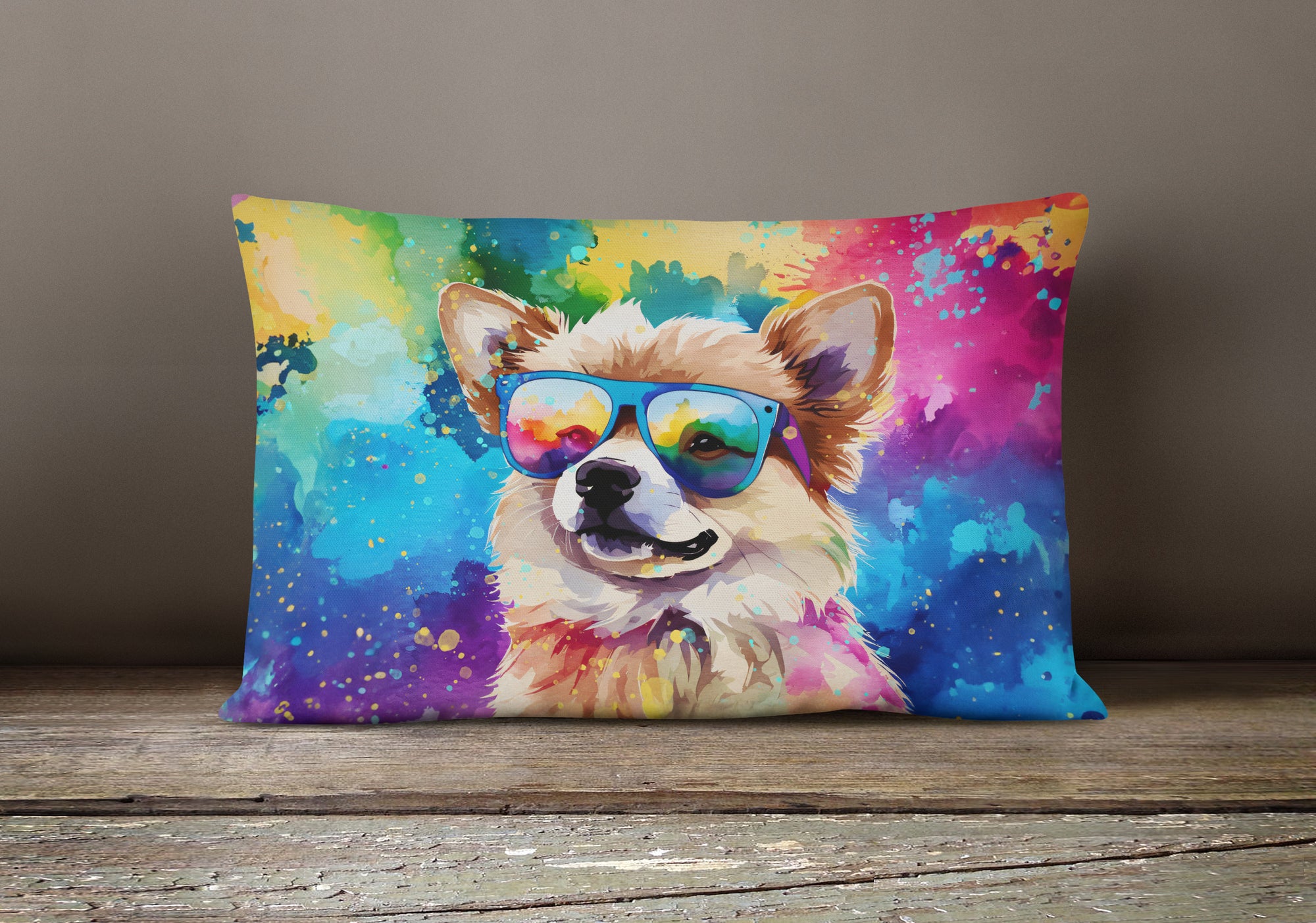 Pomeranian Hippie Dawg Fabric Decorative Pillow