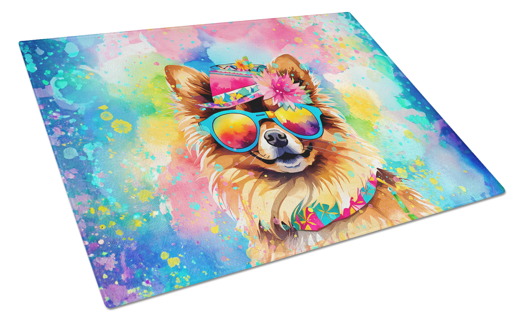 Buy this Pomeranian Hippie Dawg Glass Cutting Board Large