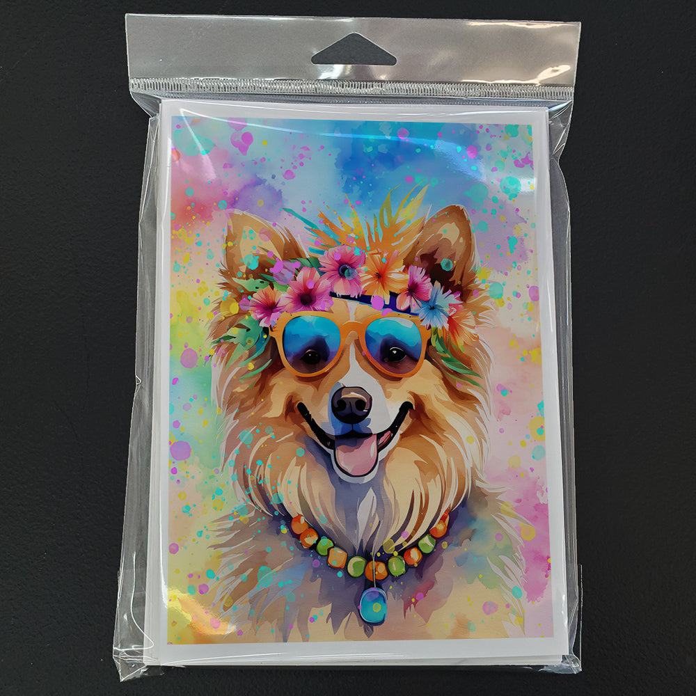 Pomeranian Hippie Dawg Greeting Cards Pack of 8