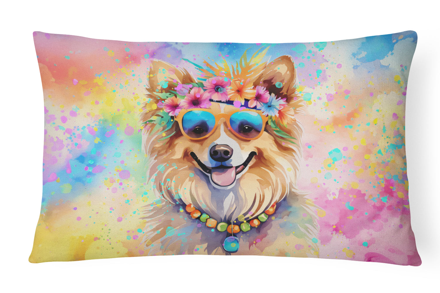 Buy this Pomeranian Hippie Dawg Fabric Decorative Pillow