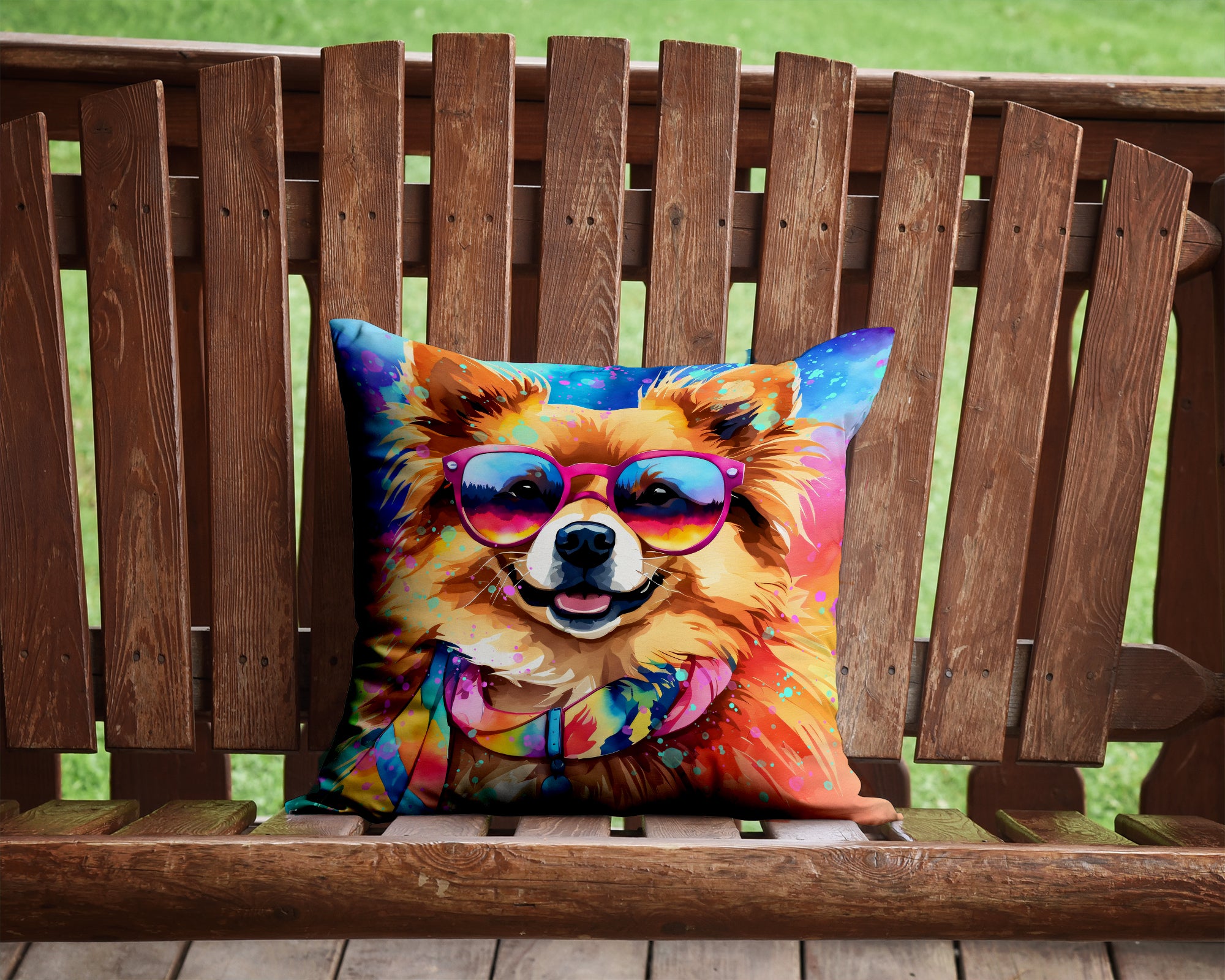 Pomeranian Hippie Dawg Fabric Decorative Pillow  the-store.com.