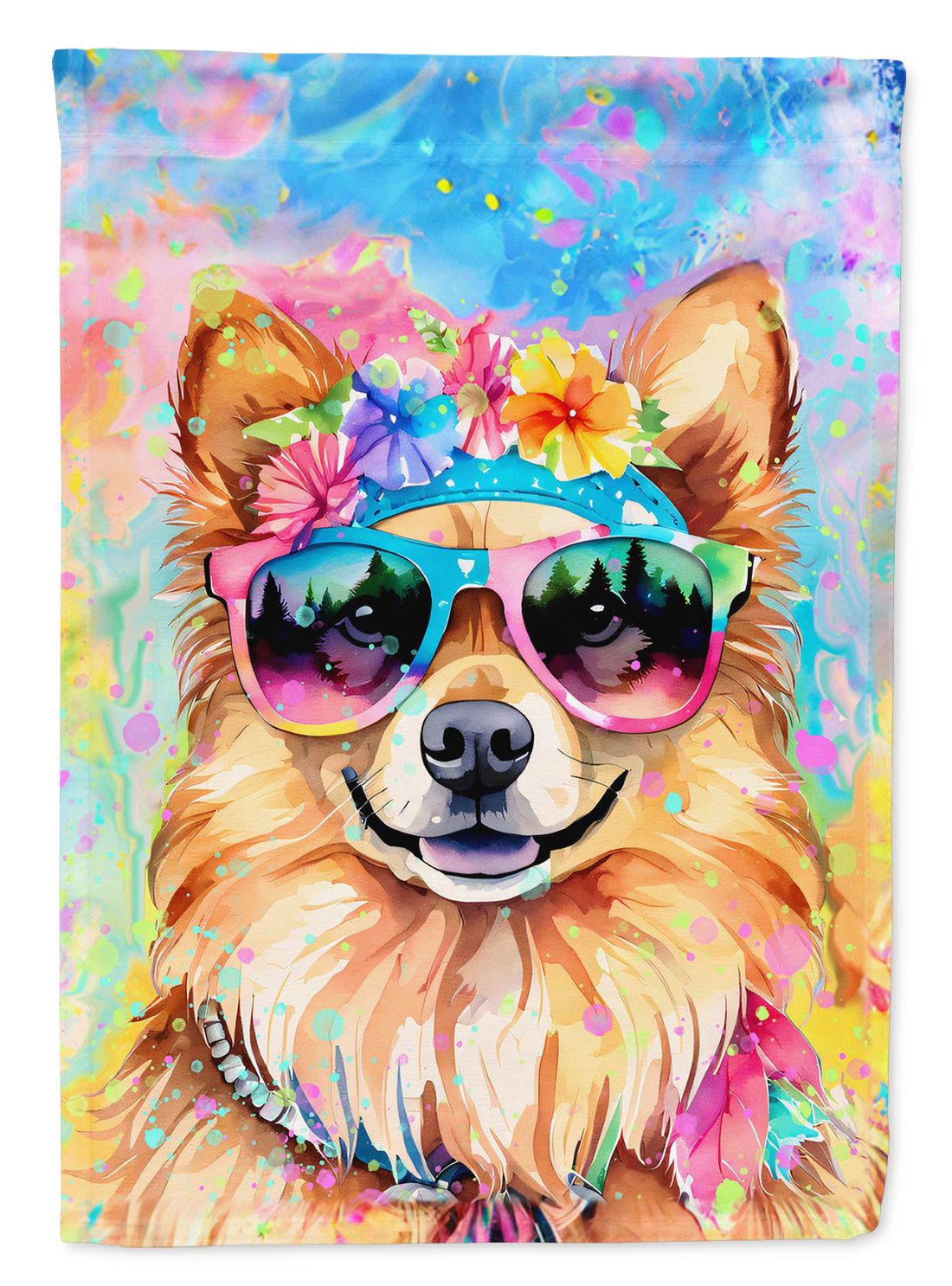 Buy this Pomeranian Hippie Dawg House Flag