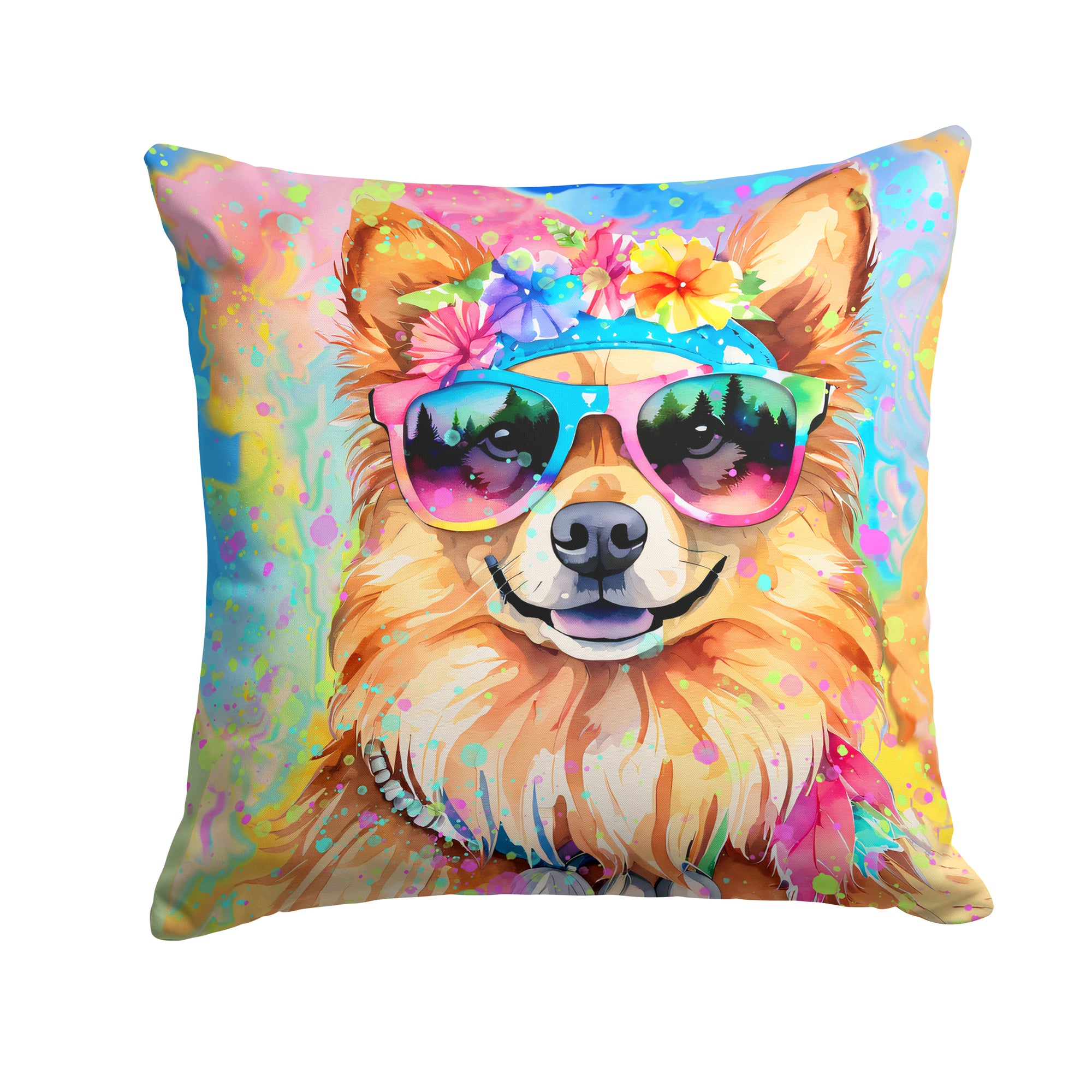 Buy this Pomeranian Hippie Dawg Fabric Decorative Pillow