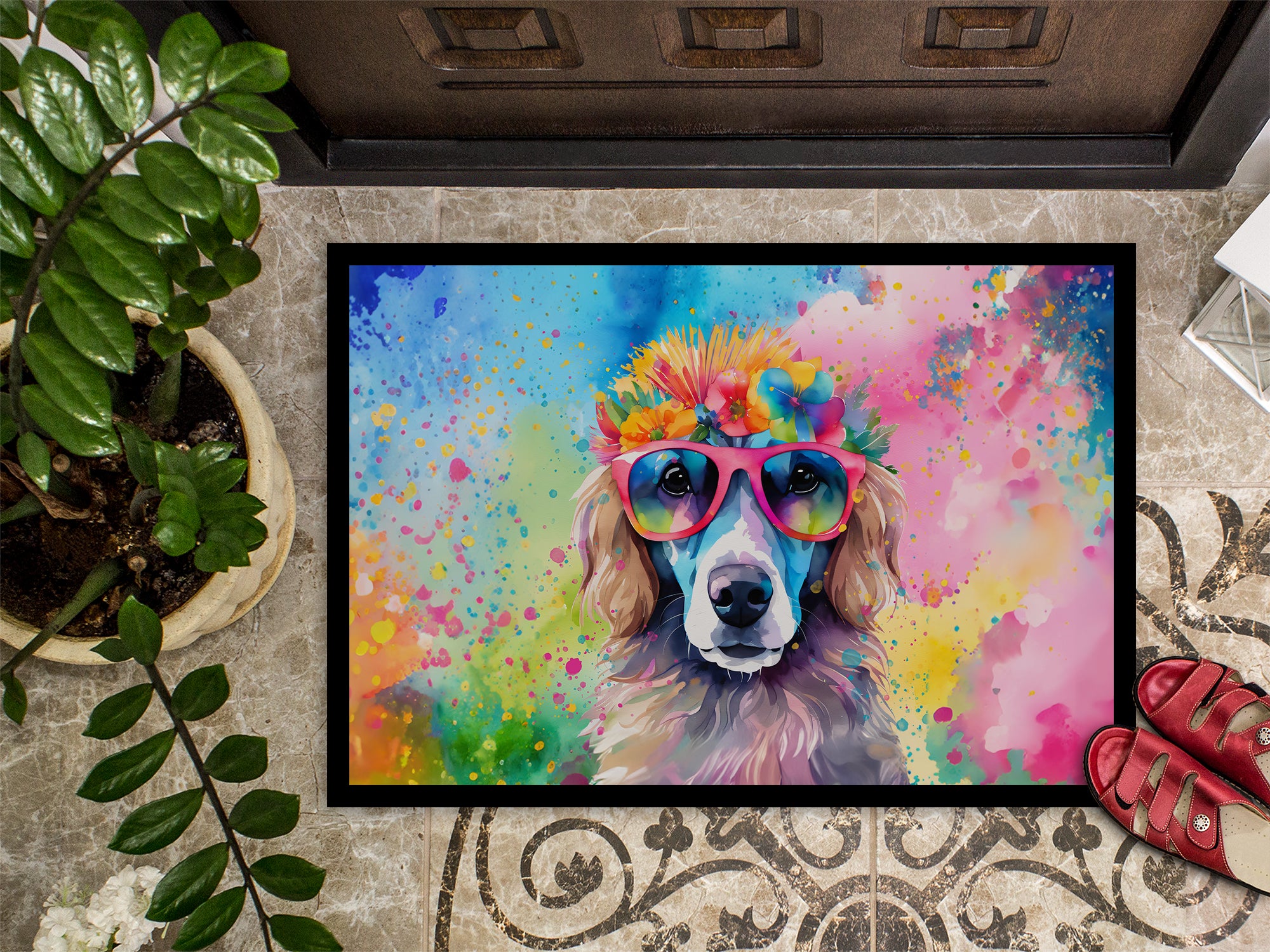 Poodle Hippie Dawg Indoor or Outdoor Mat 24x36