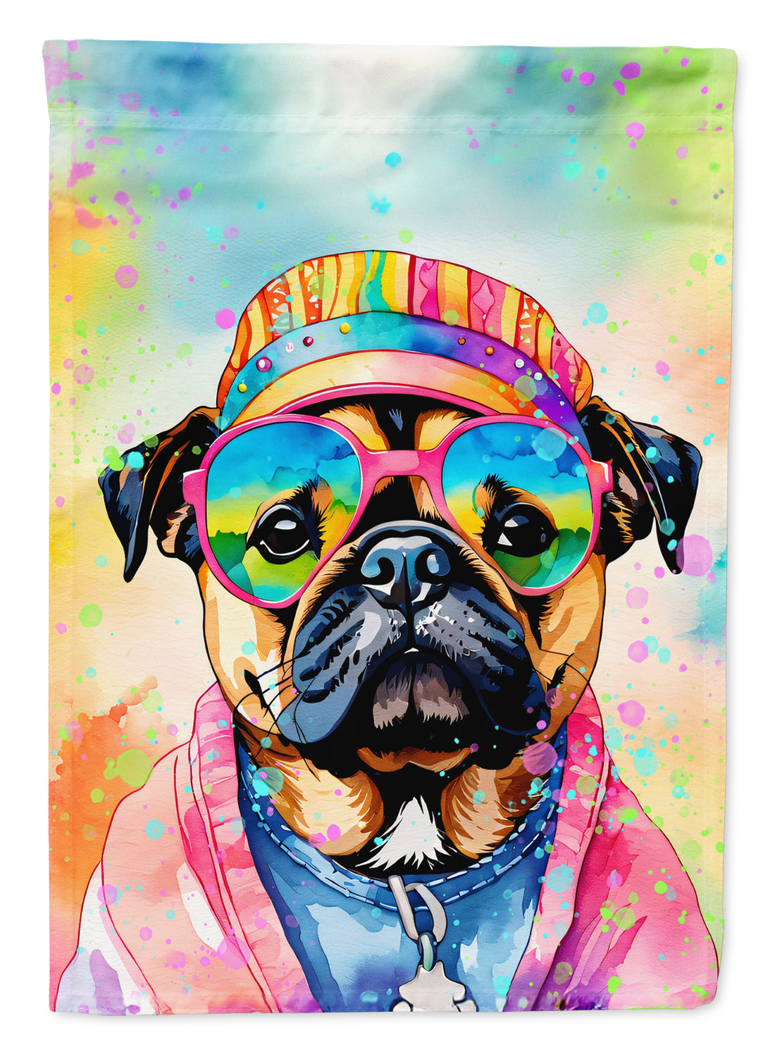 Buy this Pug Hippie Dawg House Flag