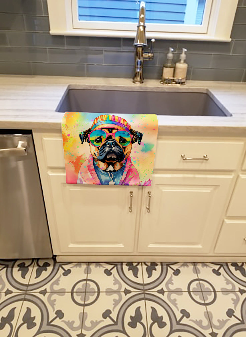 Buy this Pug Hippie Dawg Kitchen Towel