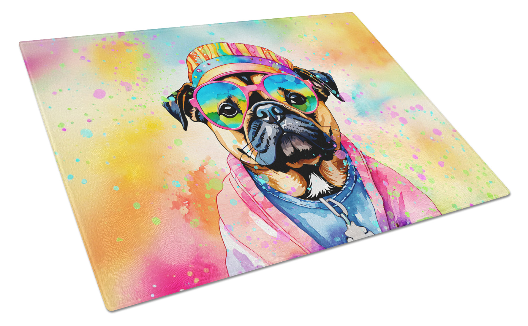 Buy this Pug Hippie Dawg Glass Cutting Board Large