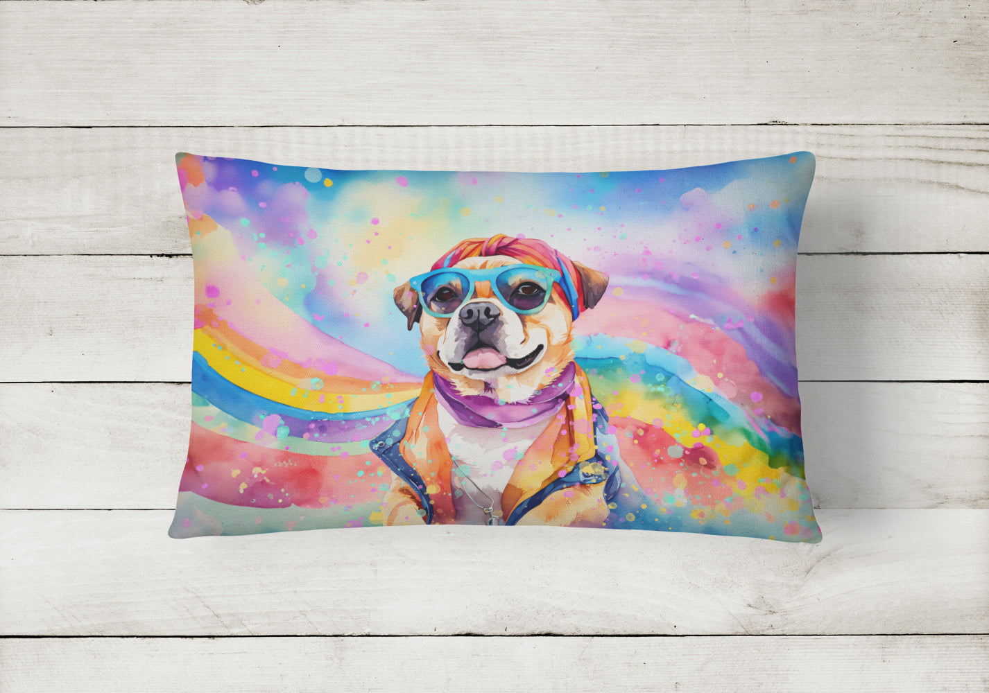 Buy this Pug Hippie Dawg Fabric Decorative Pillow