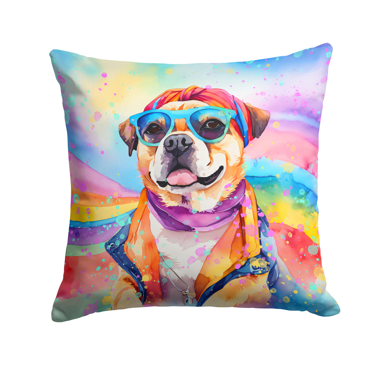 Buy this Pug Hippie Dawg Fabric Decorative Pillow