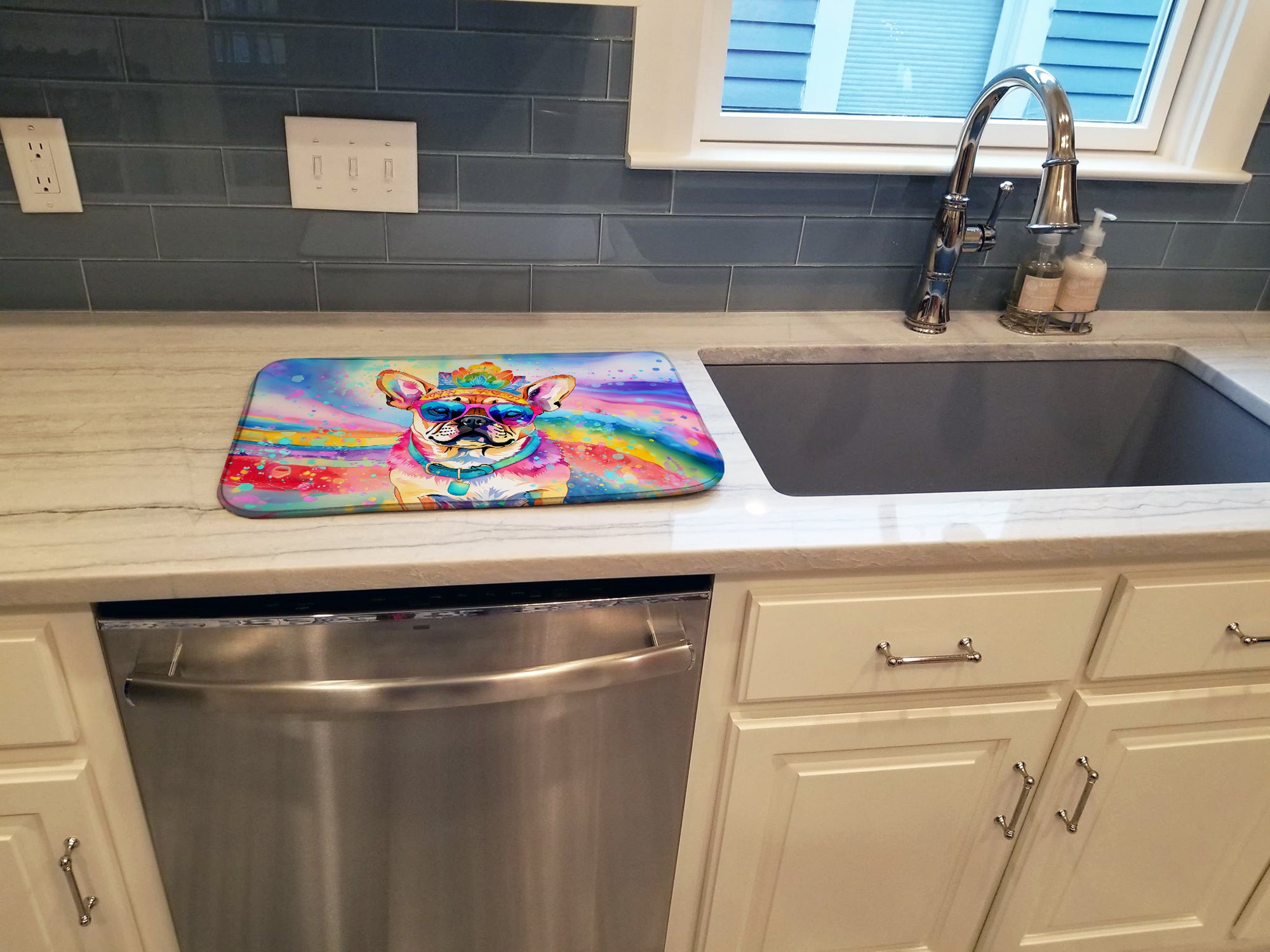 Pug Hippie Dawg Dish Drying Mat