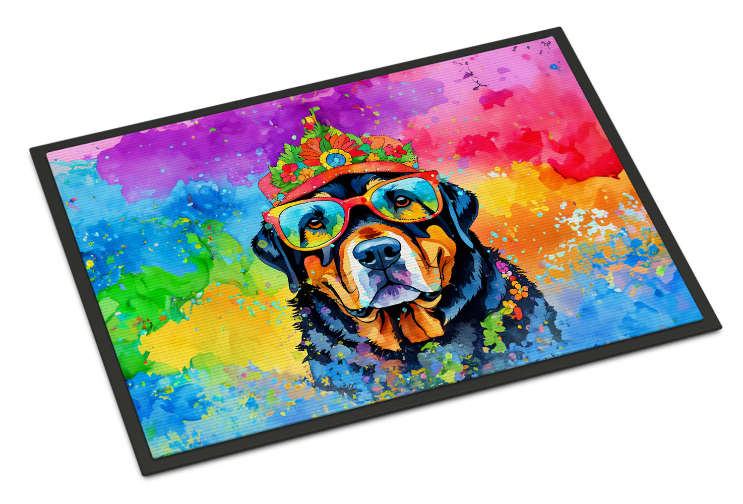 Buy this Rottweiler Hippie Dawg Indoor or Outdoor Mat 24x36