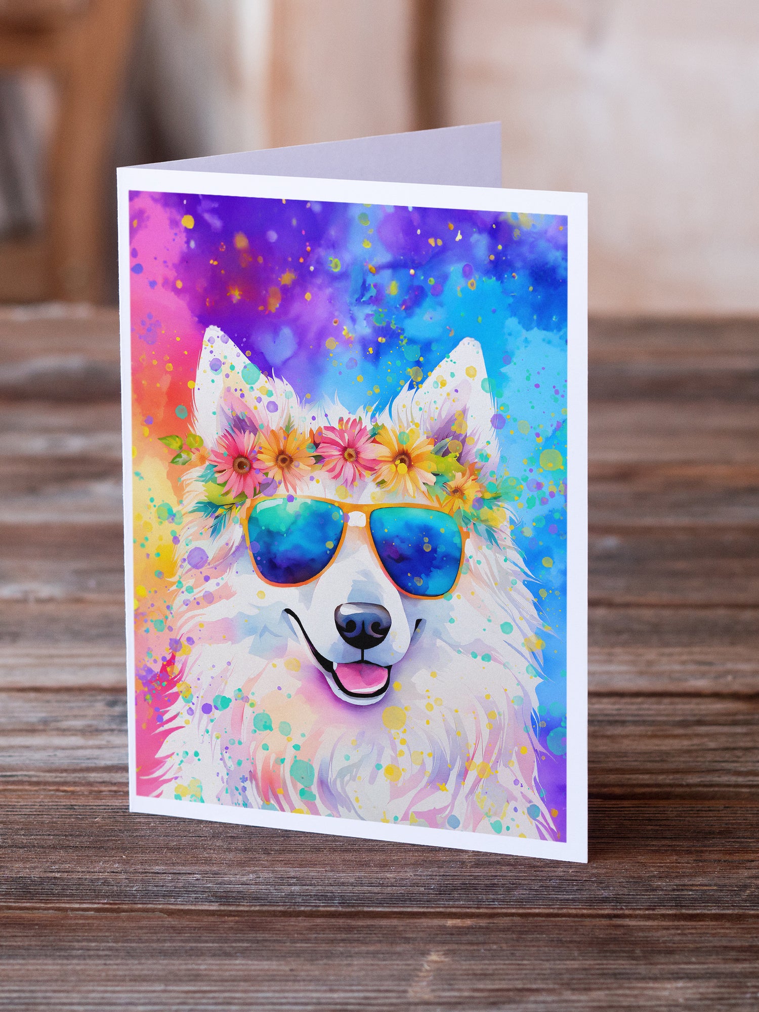 Samoyed Hippie Dawg Greeting Cards Pack of 8