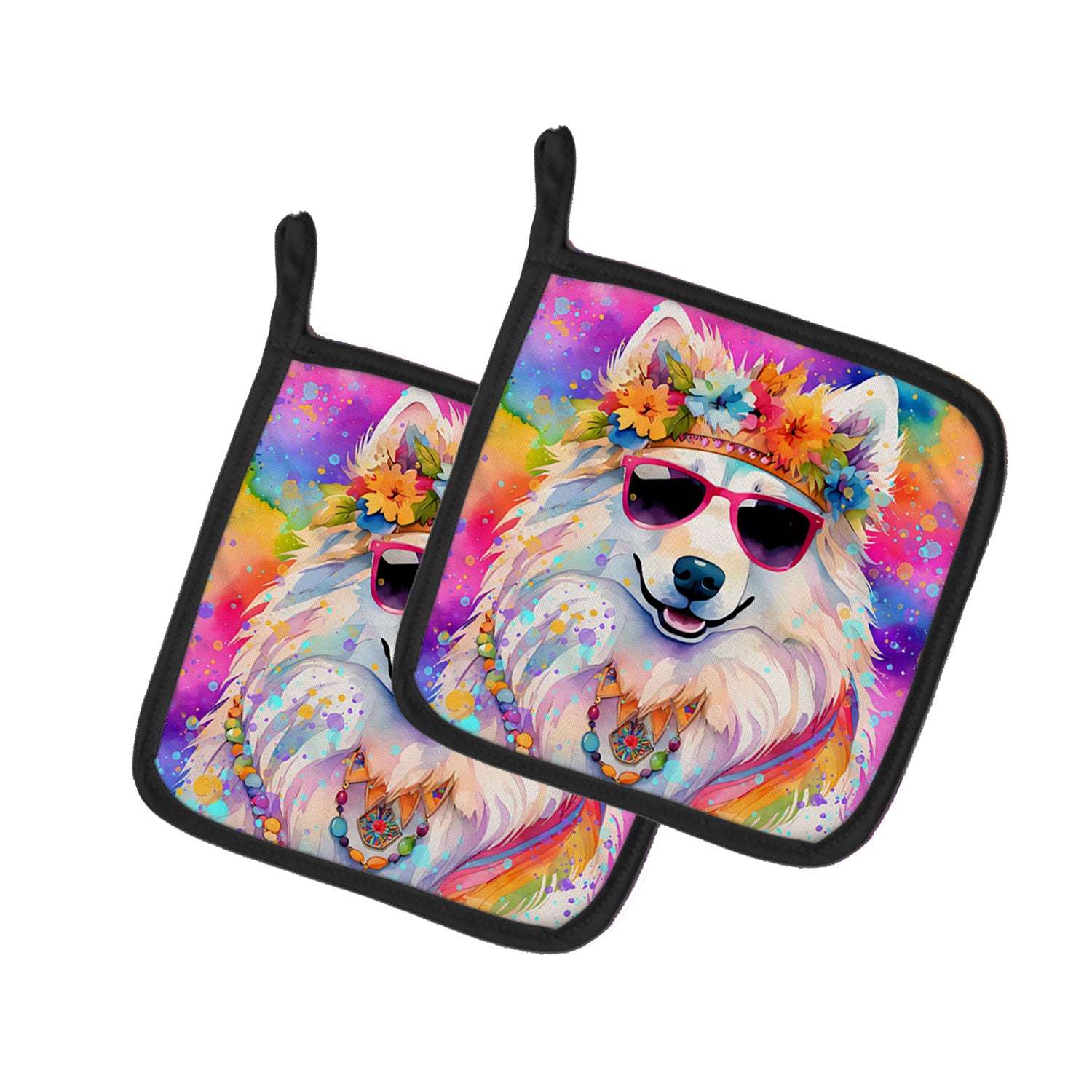 Buy this Samoyed Hippie Dawg Pair of Pot Holders