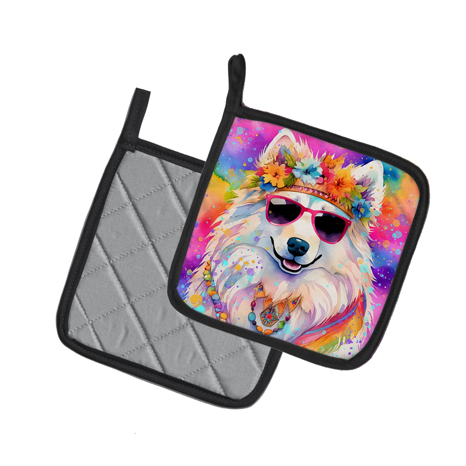 Buy this Samoyed Hippie Dawg Pair of Pot Holders