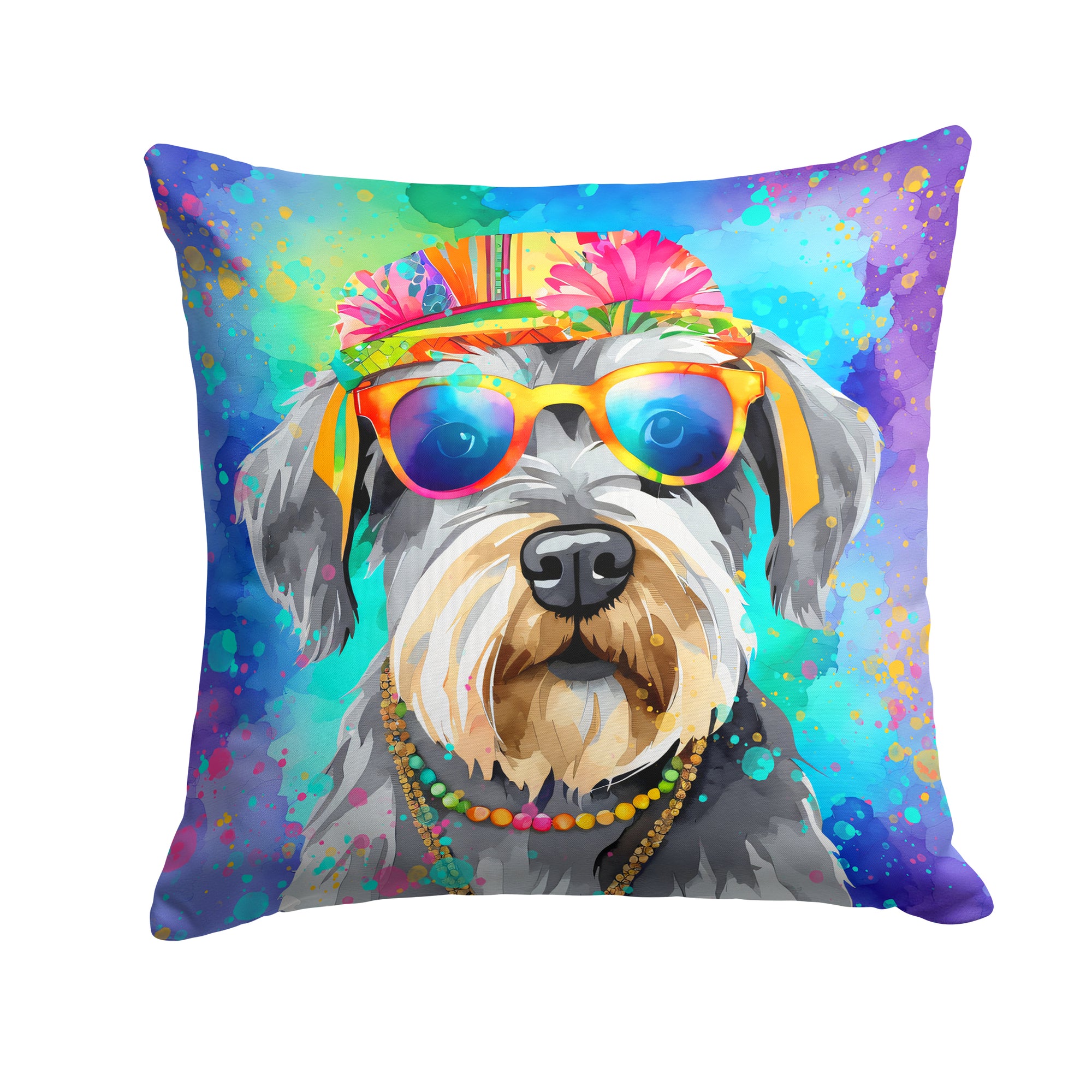 Buy this Schnauzer Hippie Dawg Fabric Decorative Pillow