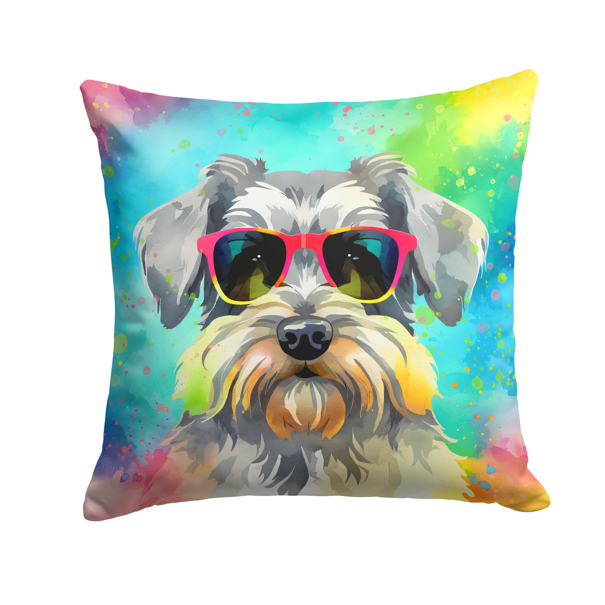 Buy this Schnauzer Hippie Dawg Fabric Decorative Pillow