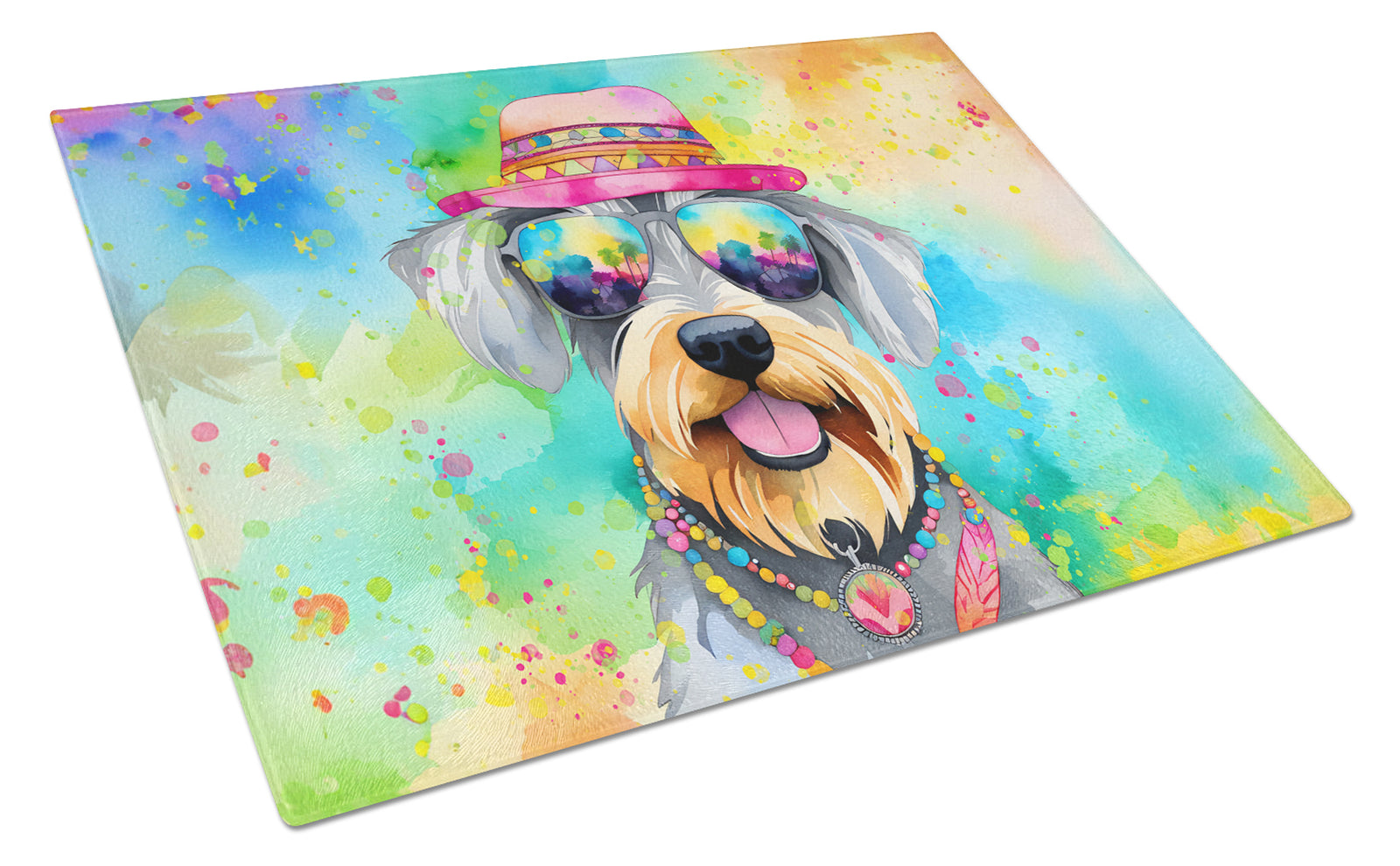 Buy this Schnauzer Hippie Dawg Glass Cutting Board Large