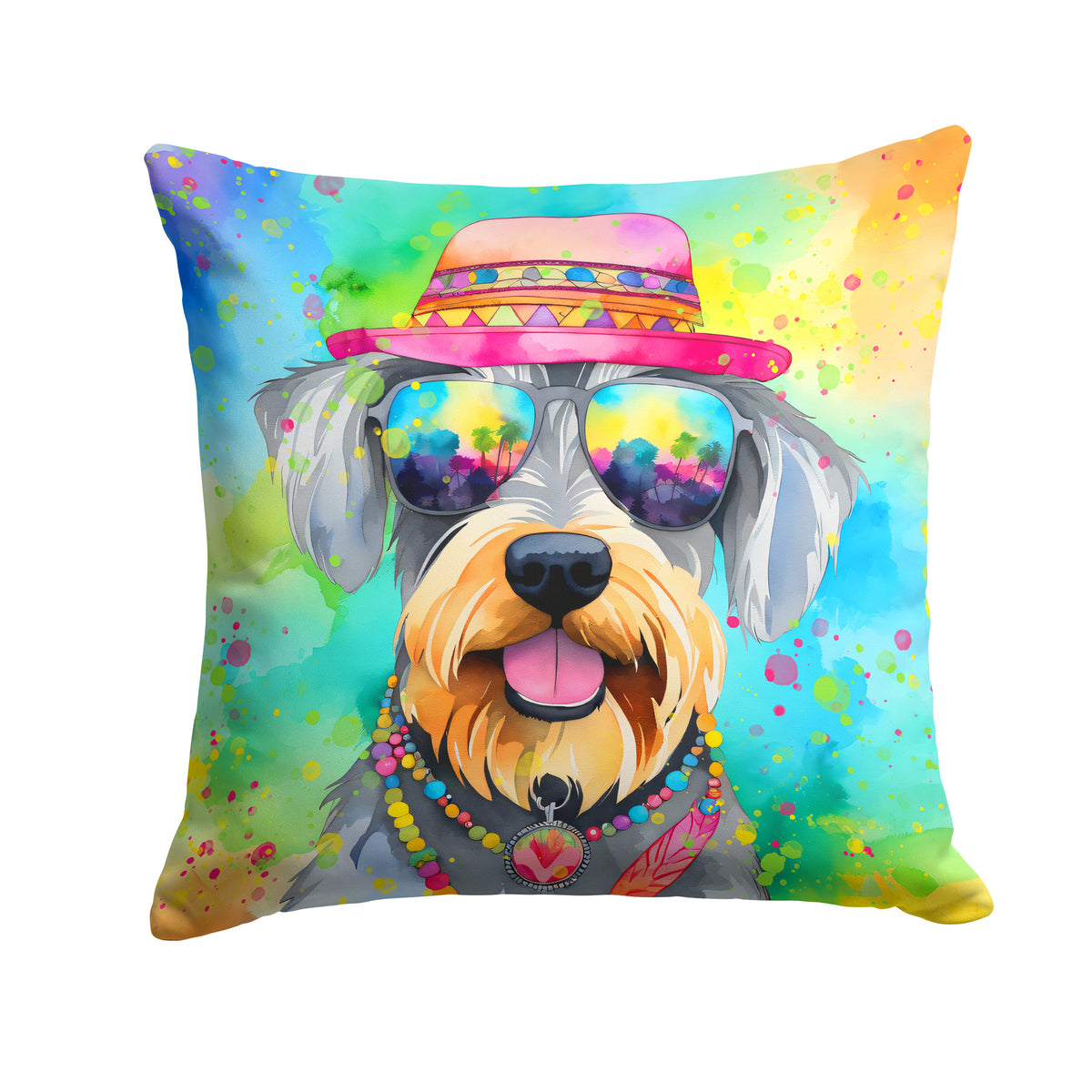 Buy this Schnauzer Hippie Dawg Fabric Decorative Pillow