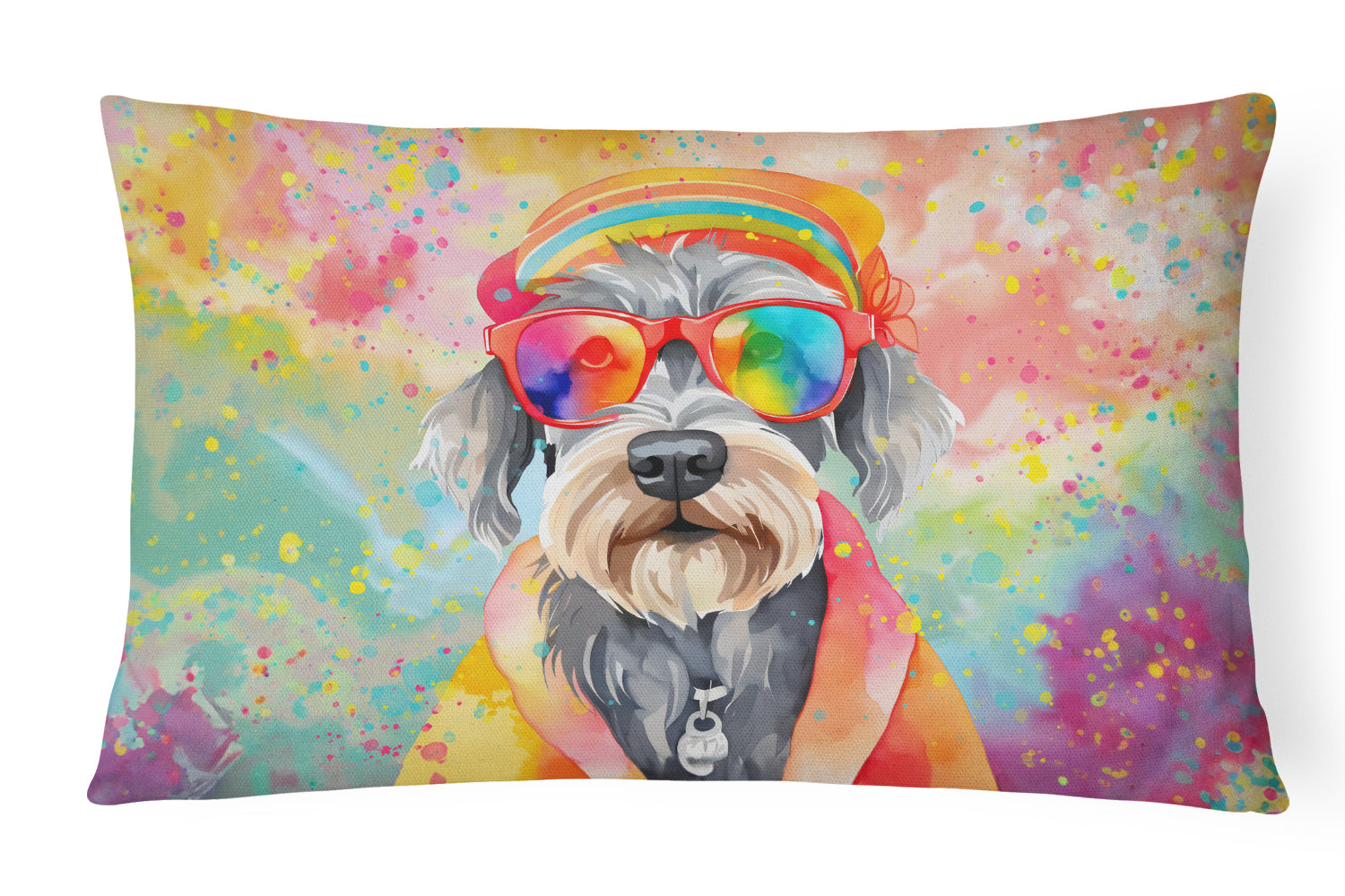 Buy this Schnauzer Hippie Dawg Fabric Decorative Pillow