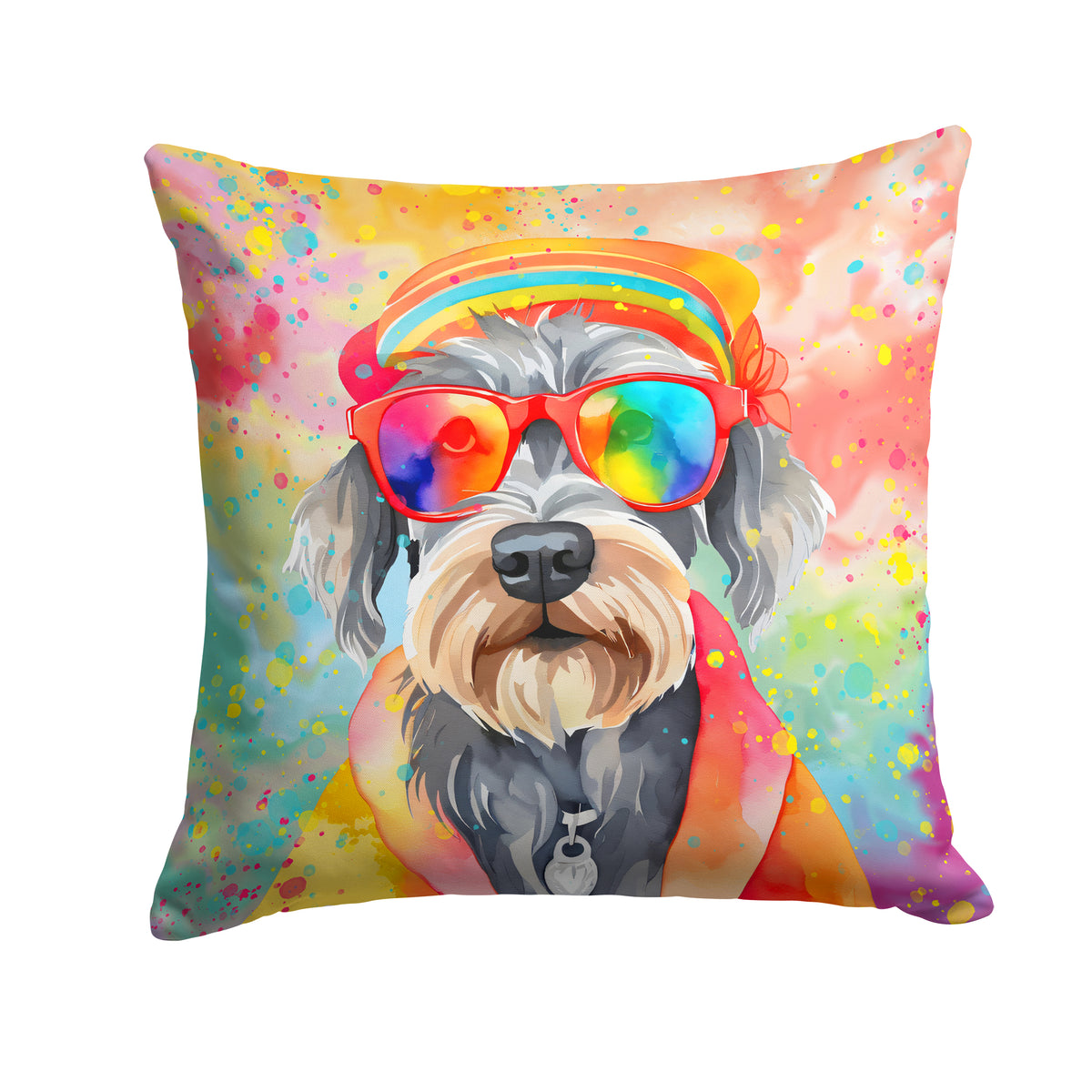 Buy this Schnauzer Hippie Dawg Fabric Decorative Pillow