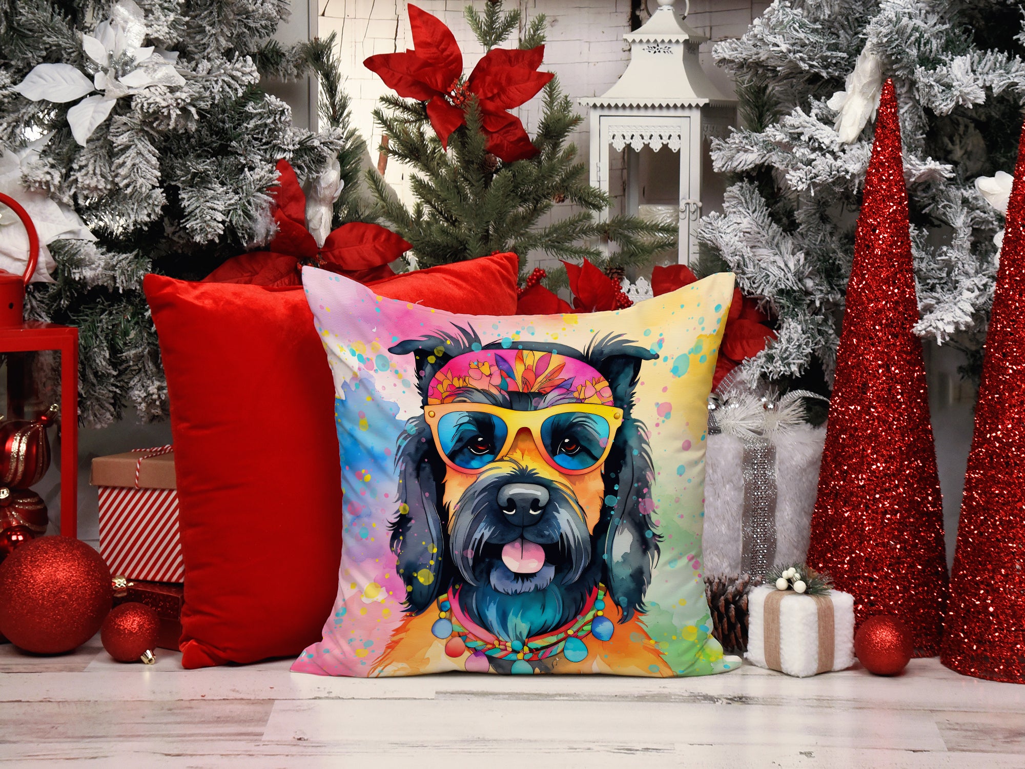 Buy this Scottish Terrier Hippie Dawg Fabric Decorative Pillow