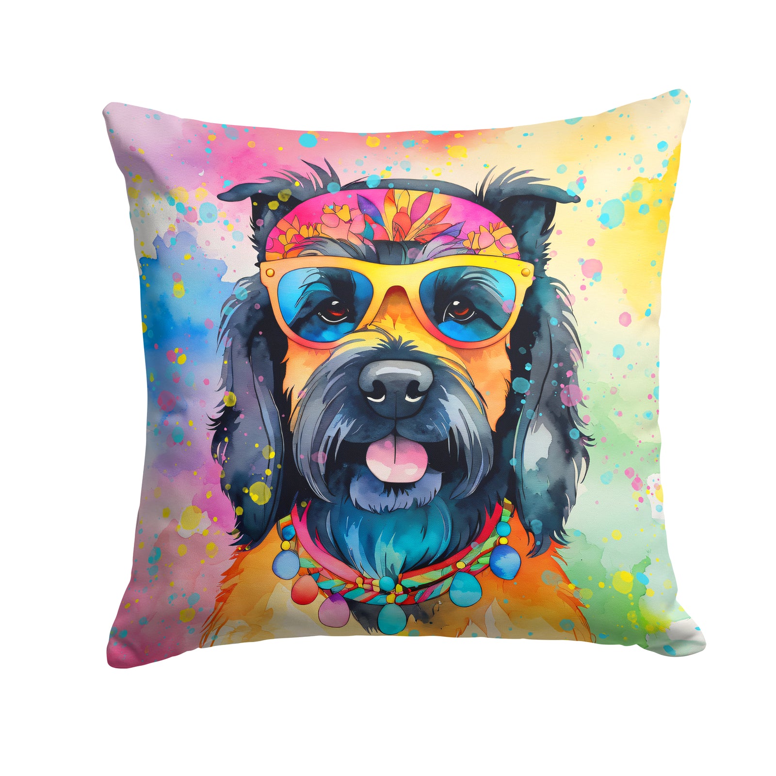 Buy this Scottish Terrier Hippie Dawg Fabric Decorative Pillow