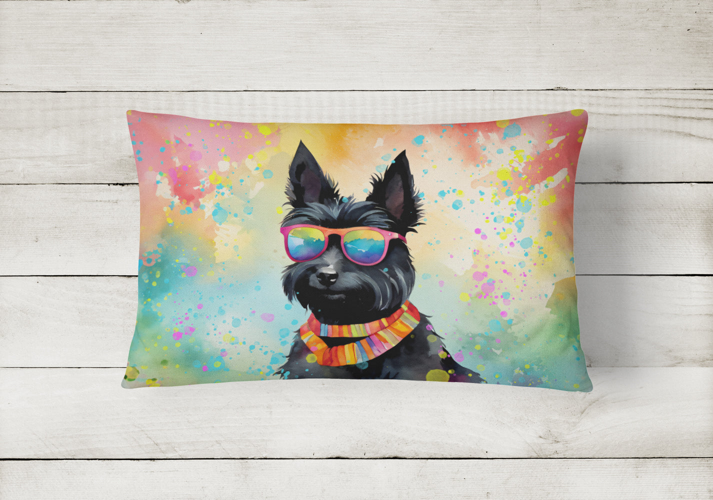 Buy this Scottish Terrier Hippie Dawg Fabric Decorative Pillow