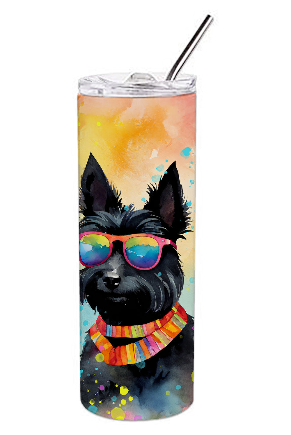 Scottish Terrier Hippie Dawg Stainless Steel Skinny Tumbler