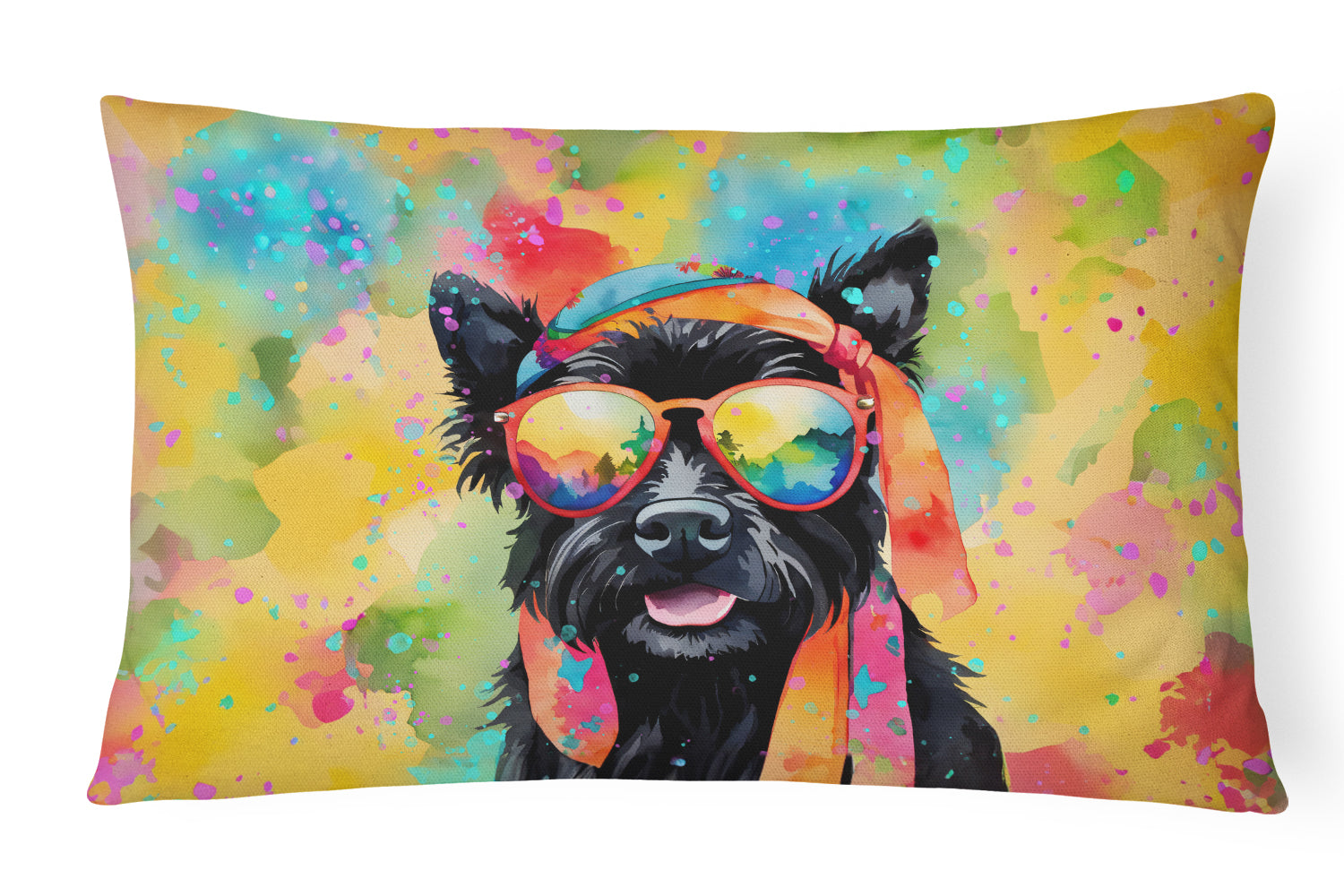 Buy this Scottish Terrier Hippie Dawg Fabric Decorative Pillow