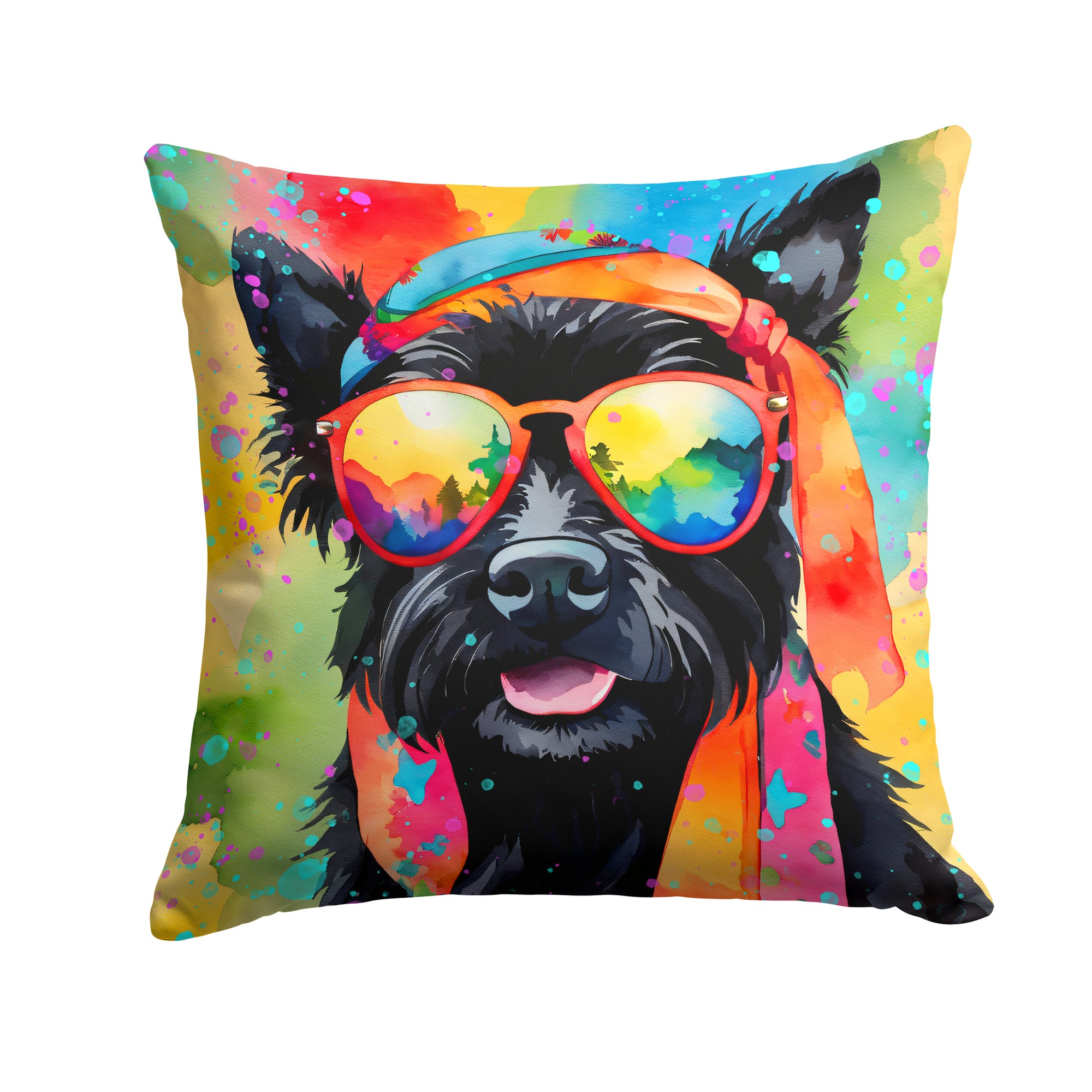 Buy this Scottish Terrier Hippie Dawg Fabric Decorative Pillow