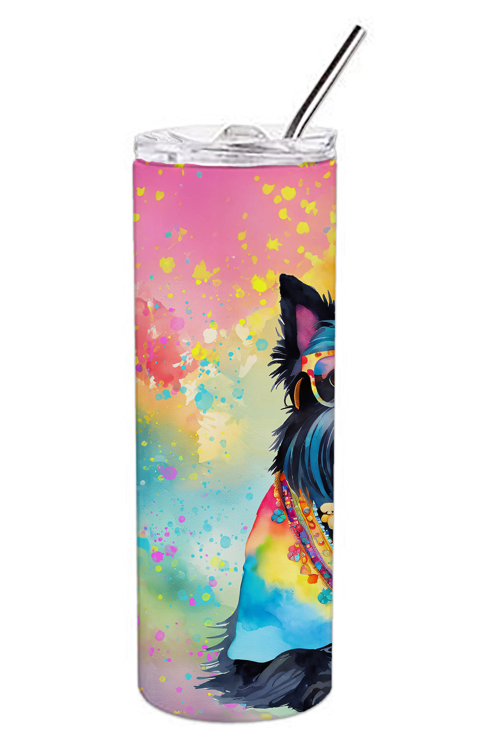 Scottish Terrier Hippie Dawg Stainless Steel Skinny Tumbler