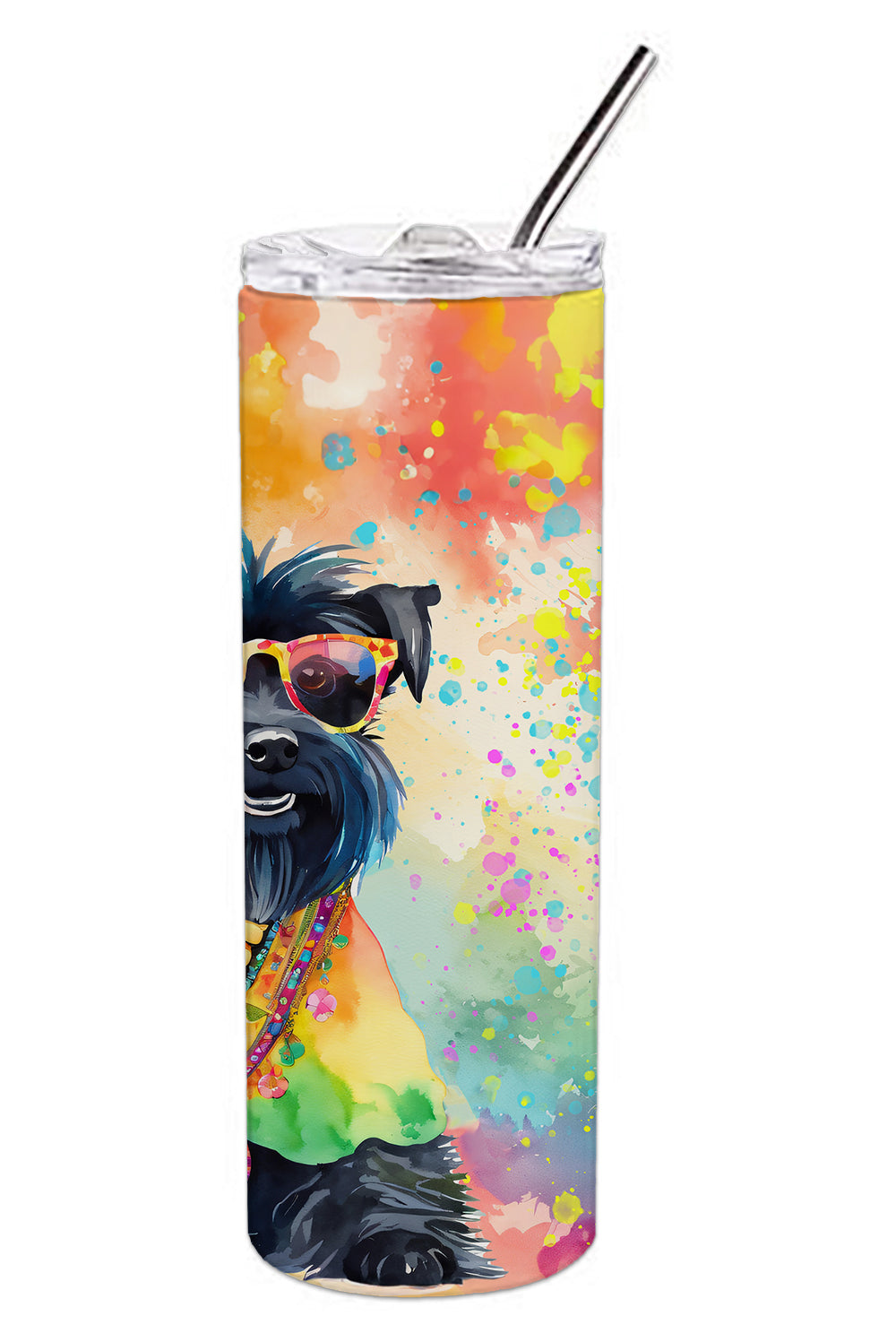 Scottish Terrier Hippie Dawg Stainless Steel Skinny Tumbler