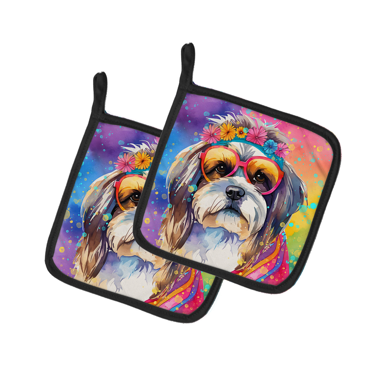 Buy this Shih Tzu Hippie Dawg Pair of Pot Holders