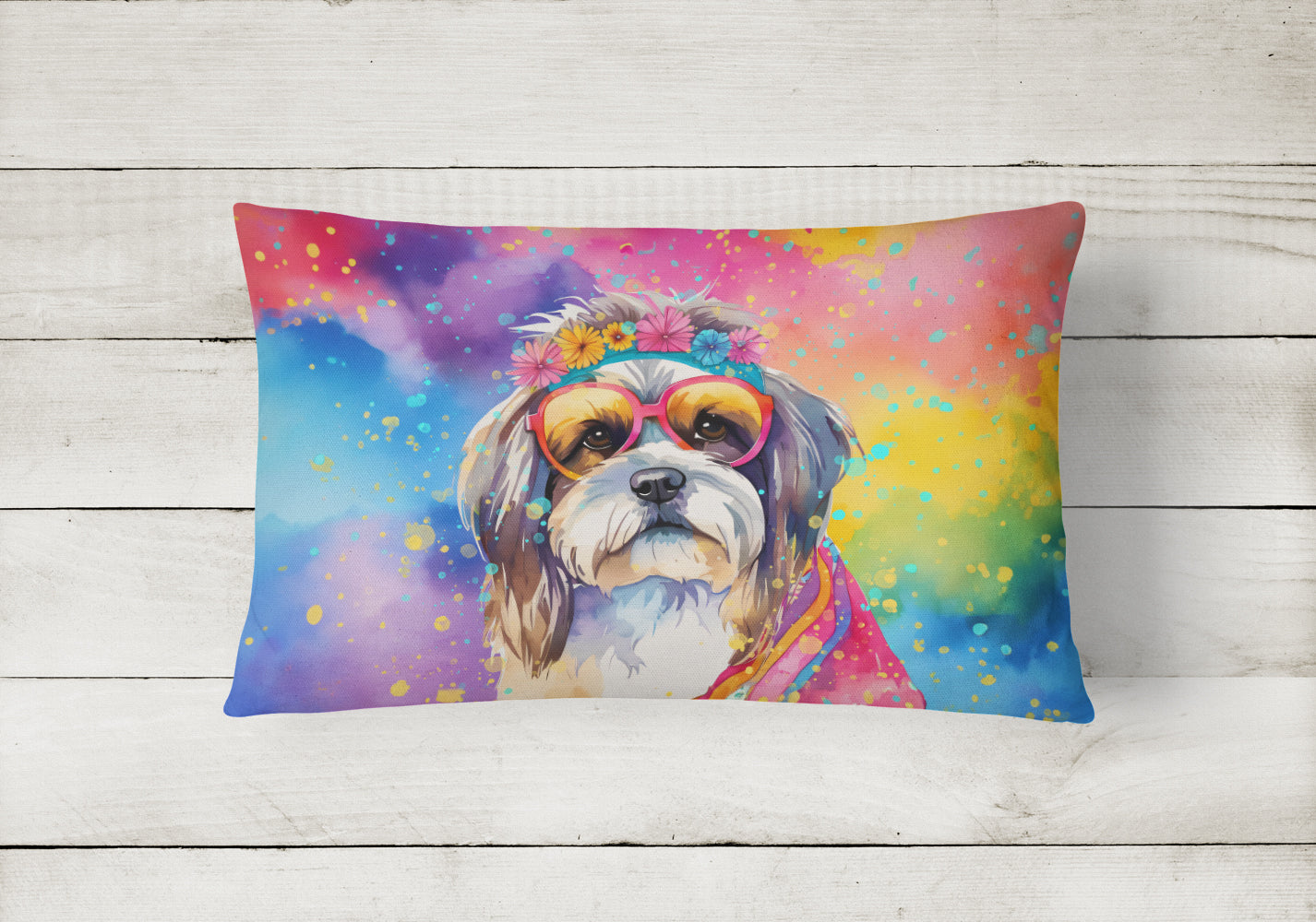 Buy this Shih Tzu Hippie Dawg Fabric Decorative Pillow