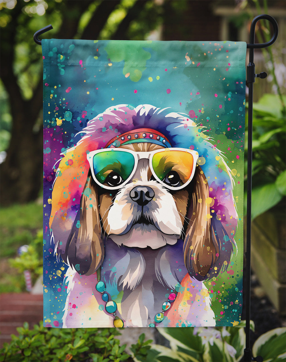 Shih Tzu Hippie Dawg Garden Flag