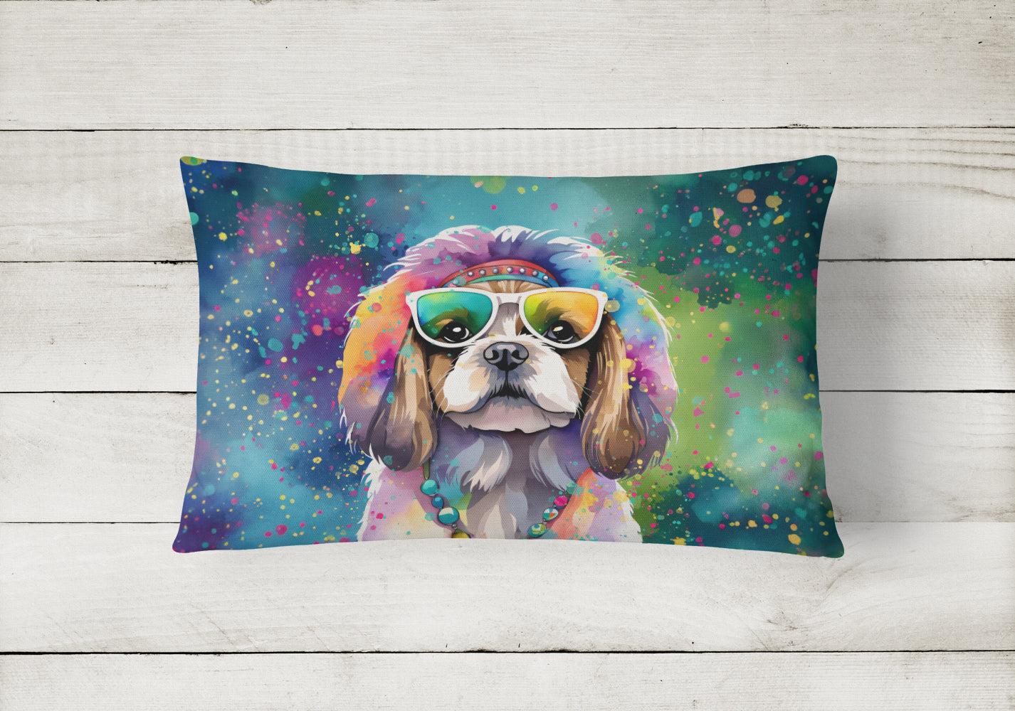 Buy this Shih Tzu Hippie Dawg Fabric Decorative Pillow