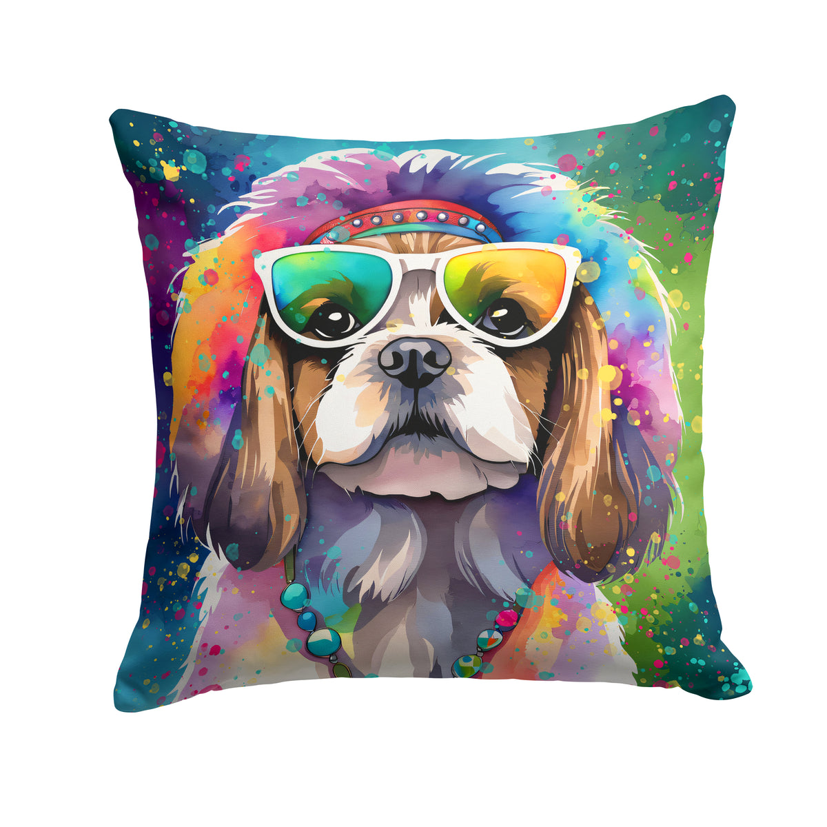 Buy this Shih Tzu Hippie Dawg Fabric Decorative Pillow