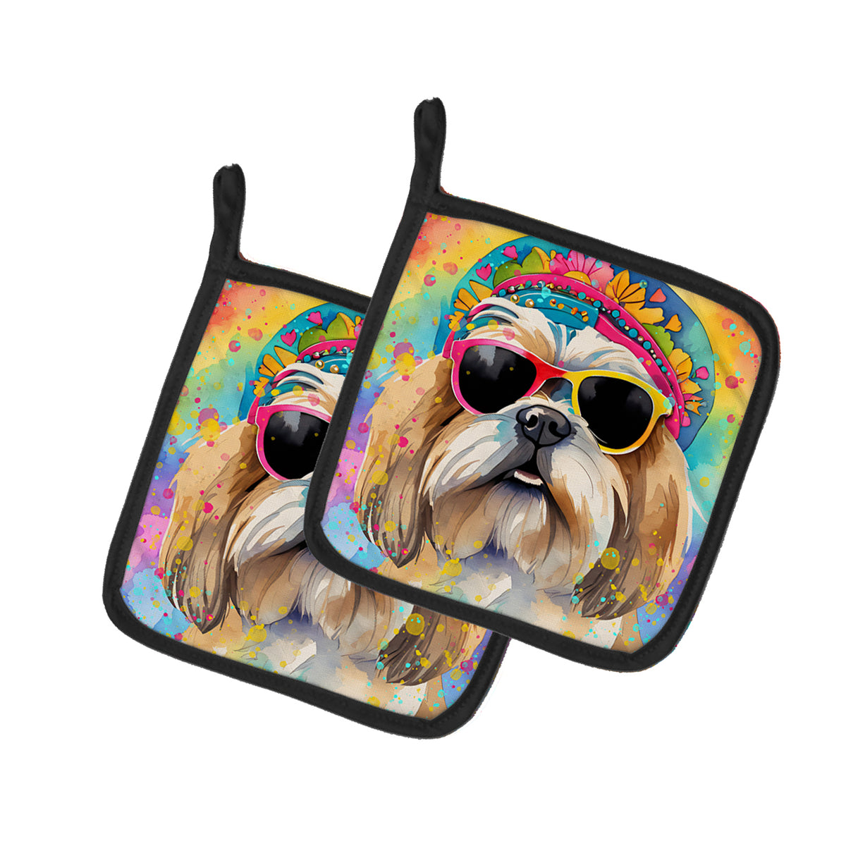 Buy this Shih Tzu Hippie Dawg Pair of Pot Holders