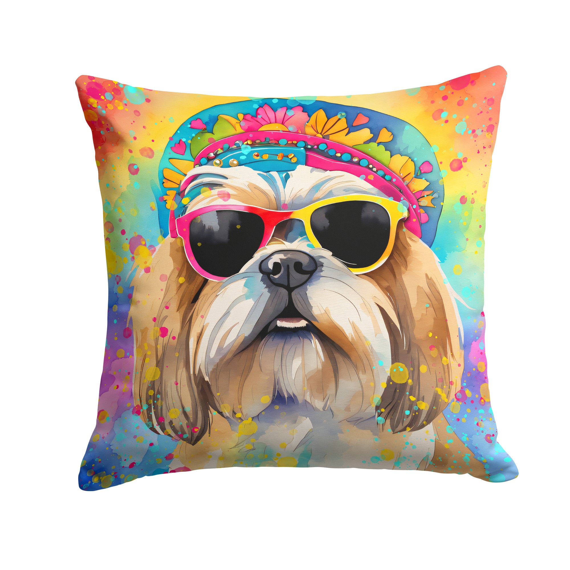 Buy this Shih Tzu Hippie Dawg Fabric Decorative Pillow