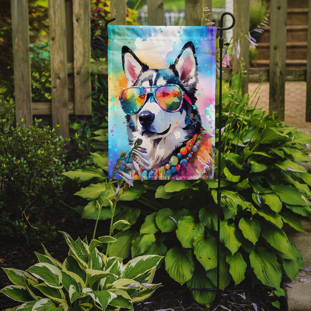 Siberian Husky Hippie Dawg Garden Flag