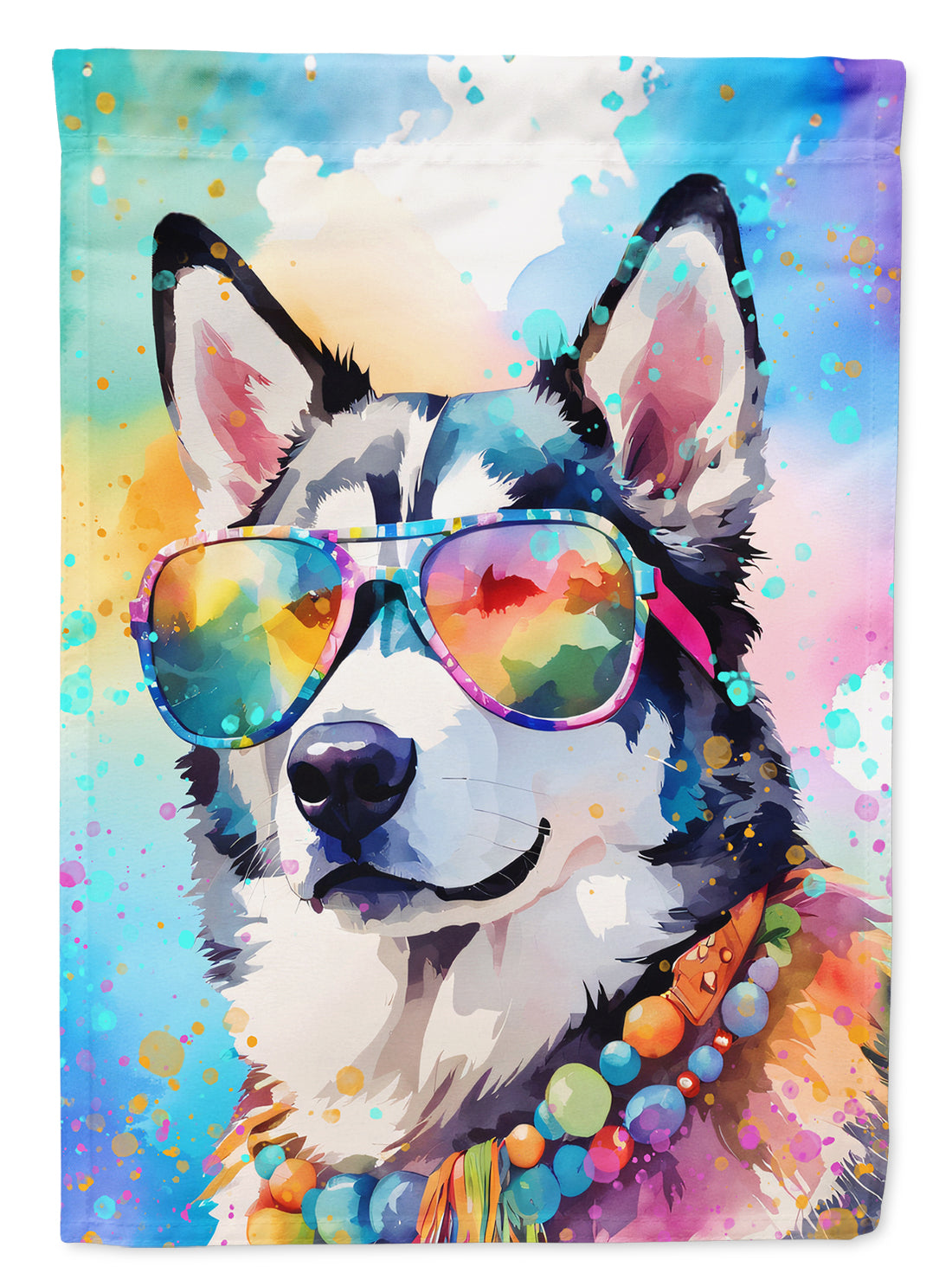 Buy this Siberian Husky Hippie Dawg Garden Flag