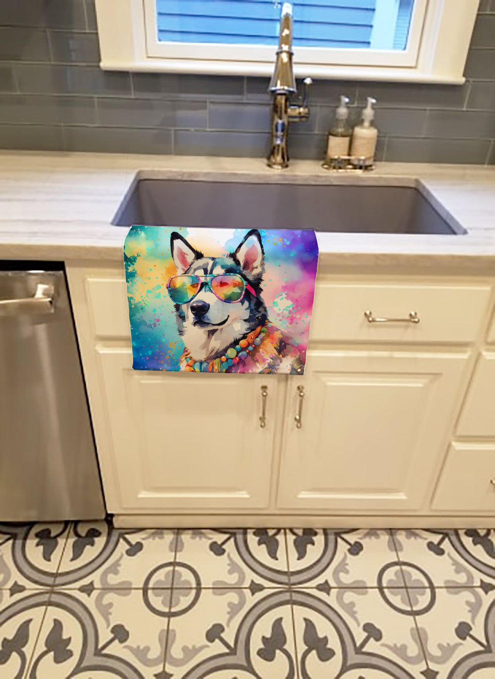 Buy this Siberian Husky Hippie Dawg Kitchen Towel