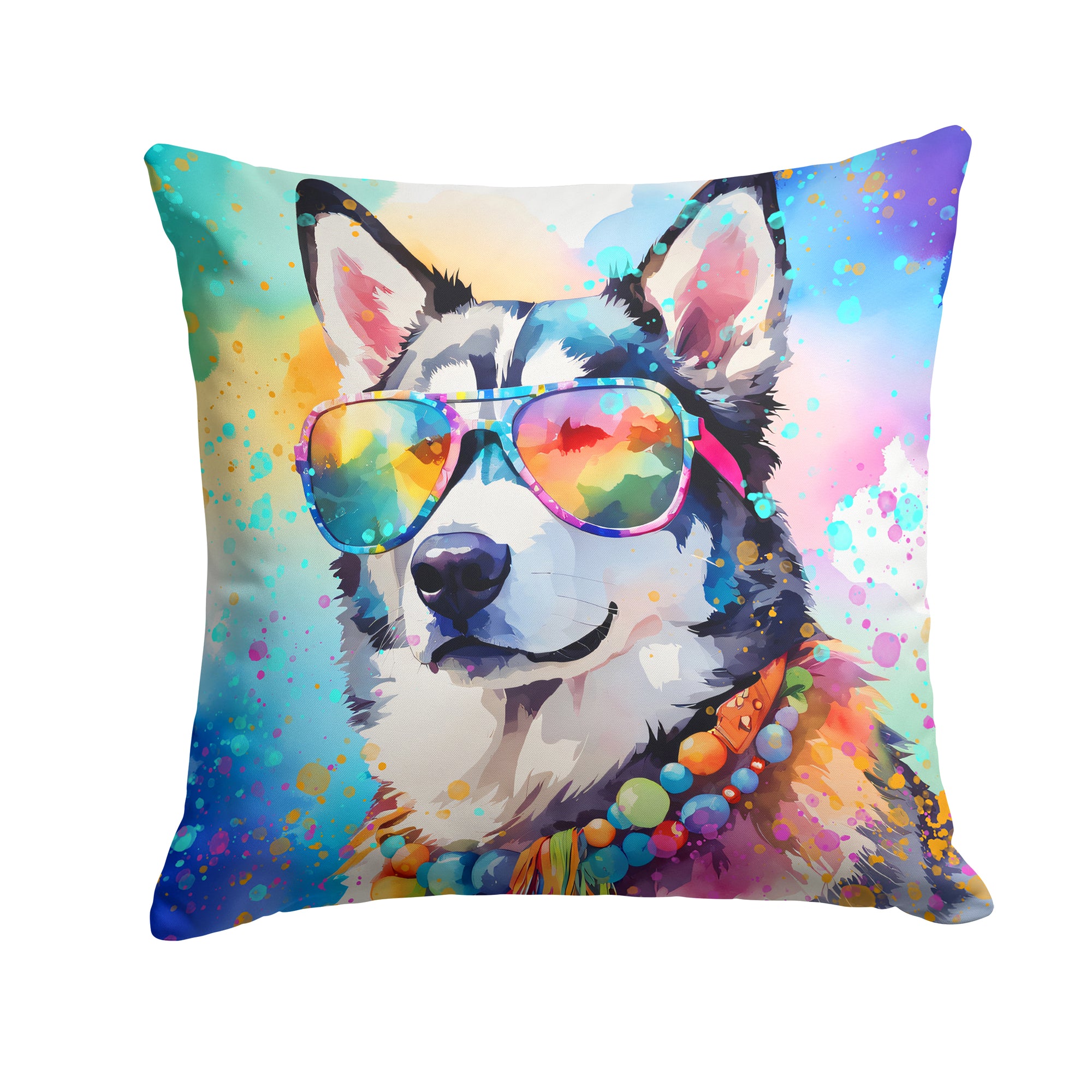 Buy this Siberian Husky Hippie Dawg Fabric Decorative Pillow