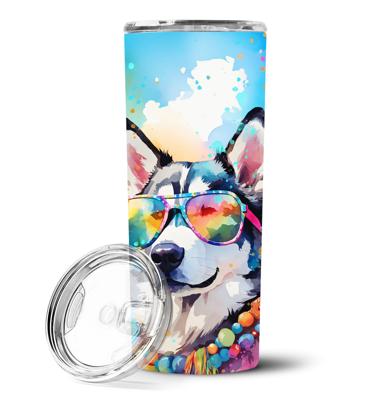 Buy this Siberian Husky Hippie Dawg Stainless Steel Skinny Tumbler