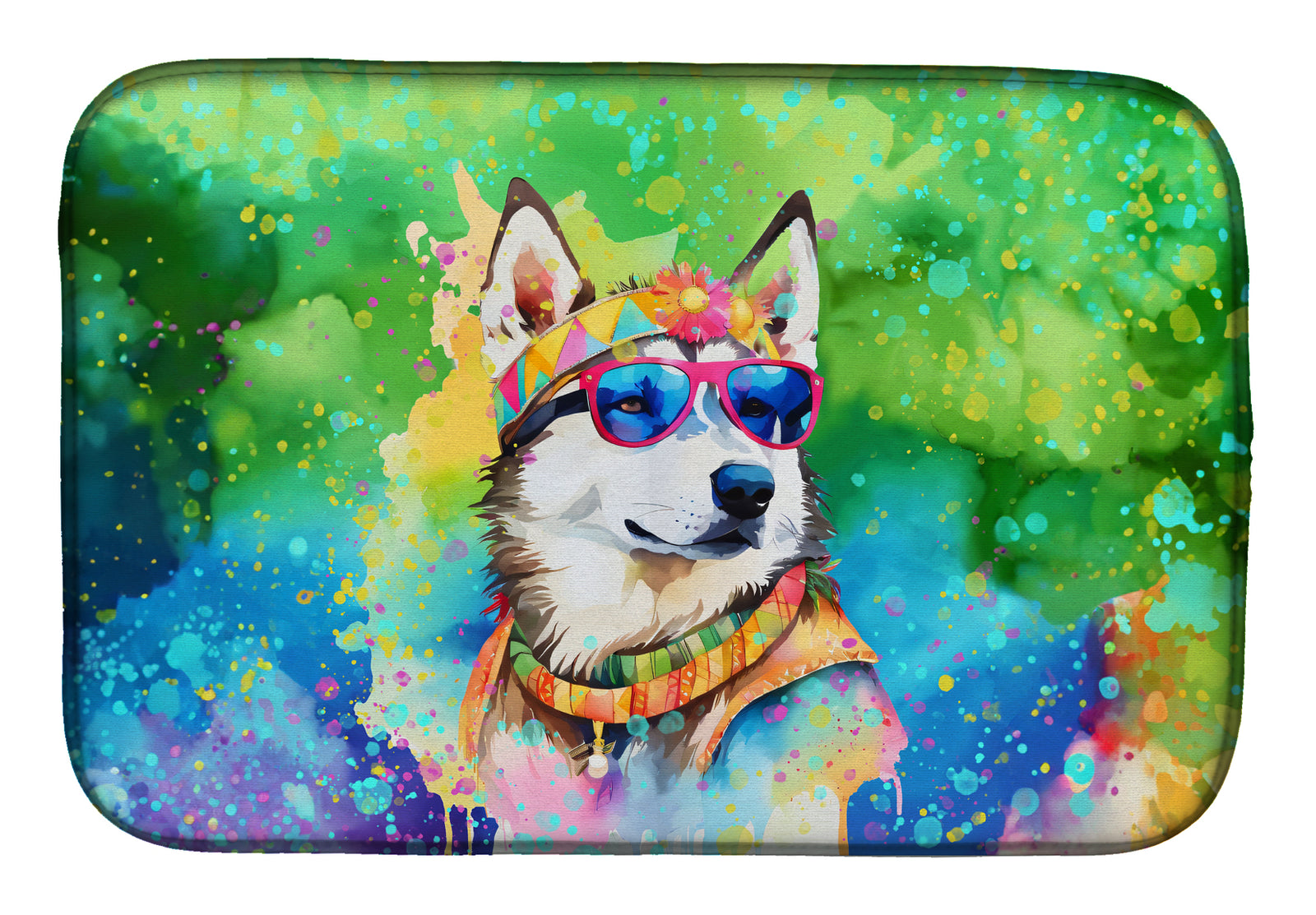 Buy this Siberian Husky Hippie Dawg Dish Drying Mat