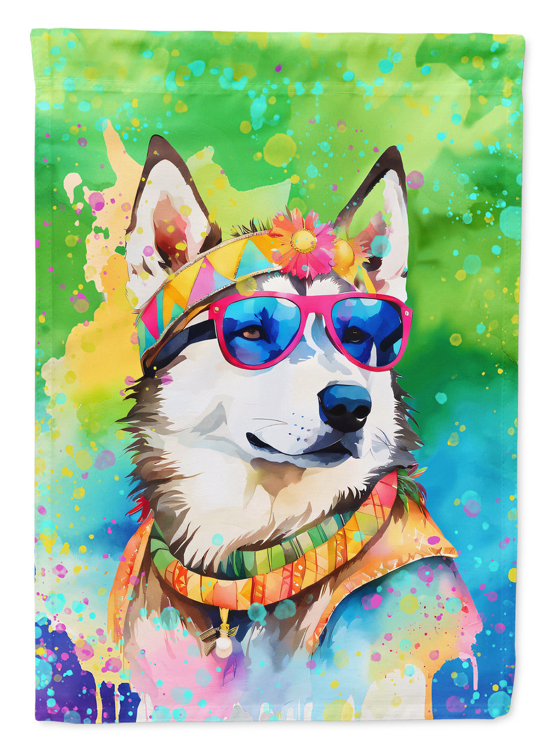 Buy this Siberian Husky Hippie Dawg Garden Flag