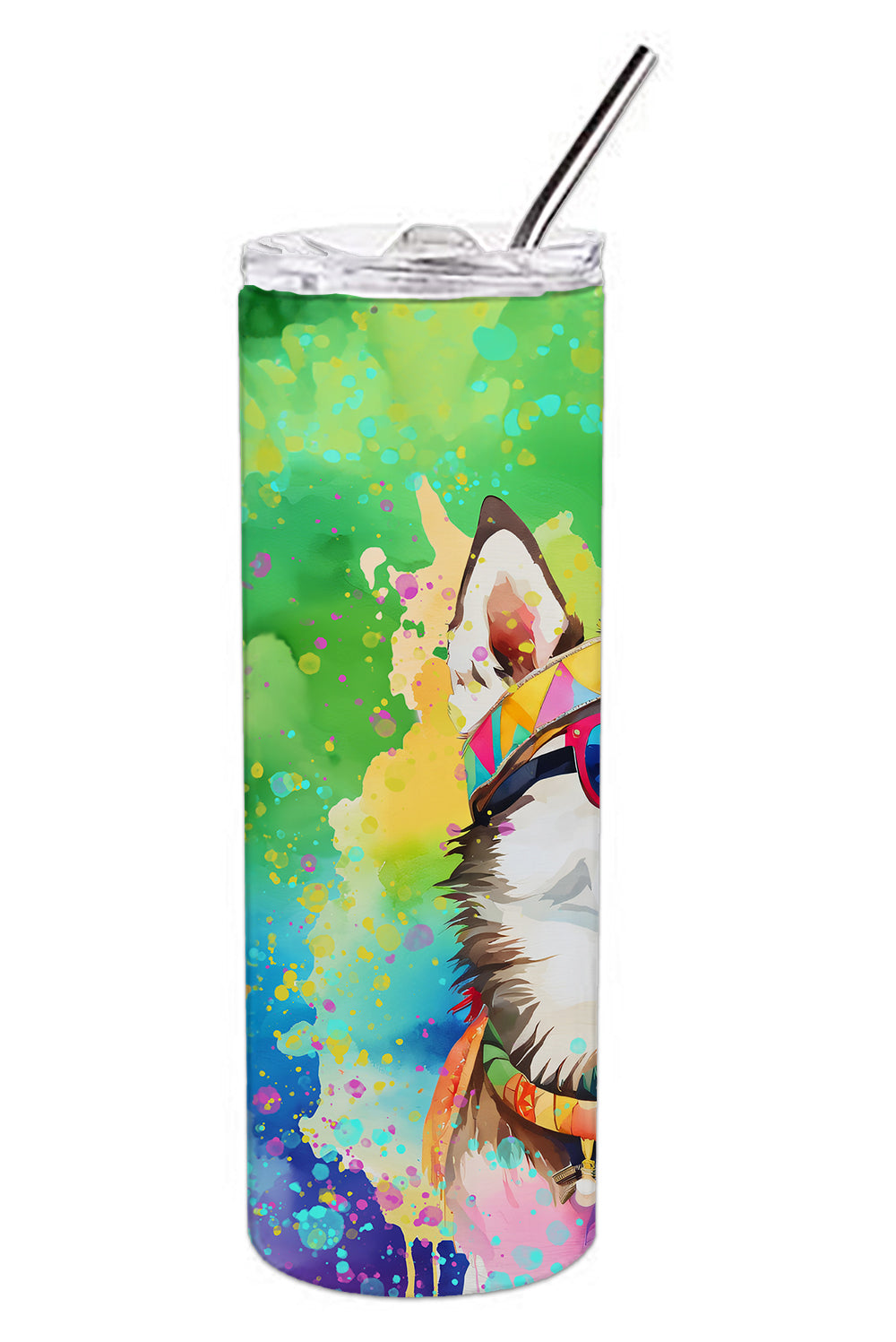 Buy this Siberian Husky Hippie Dawg Stainless Steel Skinny Tumbler