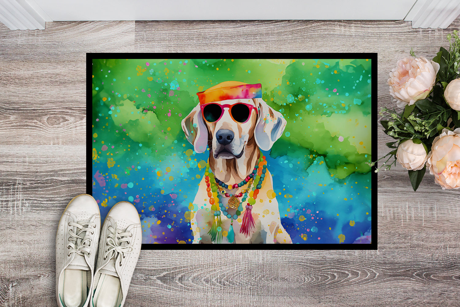 Weimaraner Hippie Dawg Indoor or Outdoor Mat 24x36