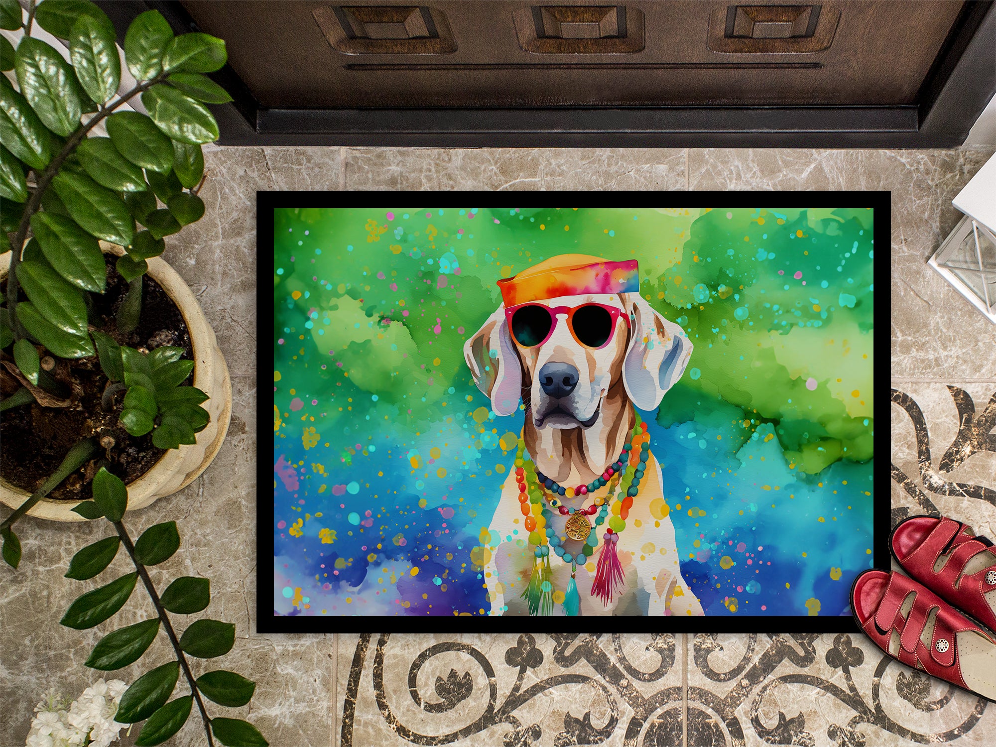 Weimaraner Hippie Dawg Indoor or Outdoor Mat 24x36